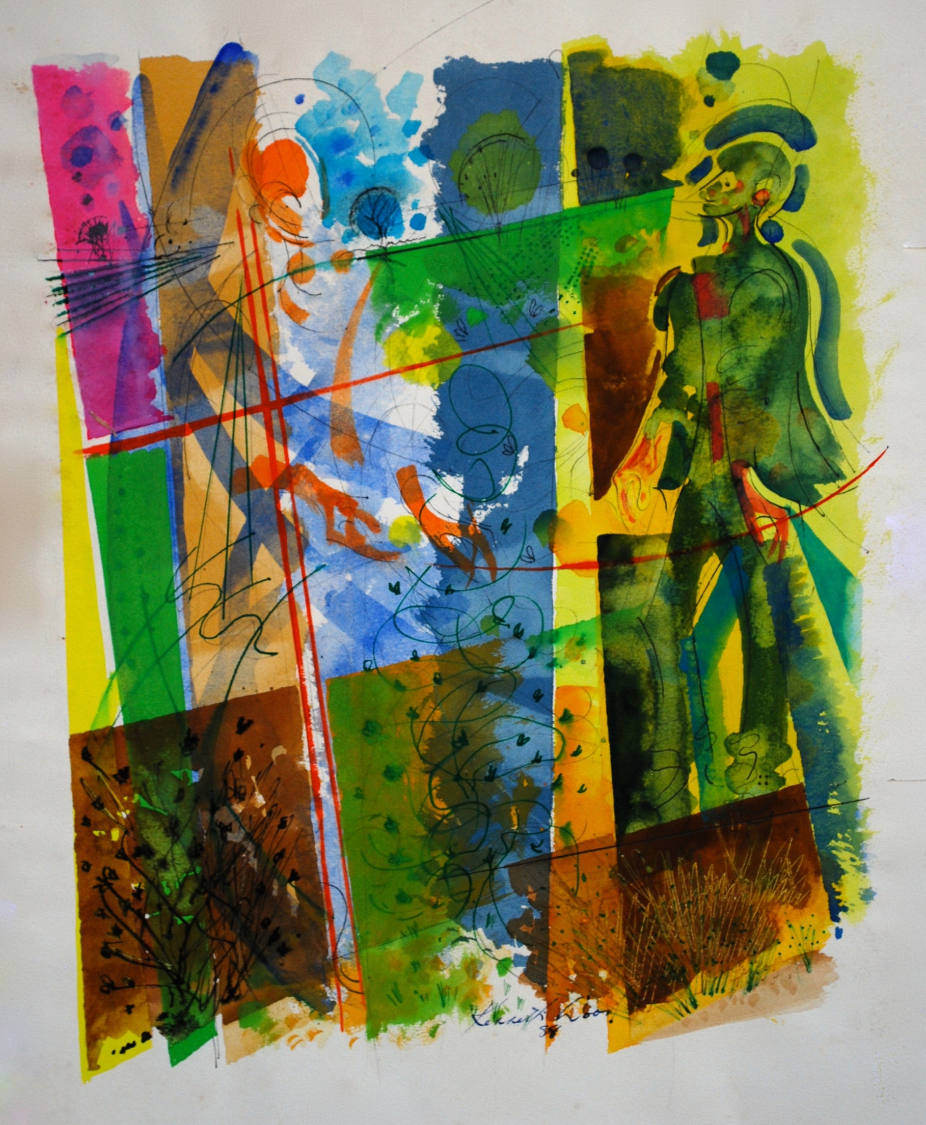  Figure in Landscape, 1988 Watercolour &amp; Ink &nbsp;32 x 37cm 