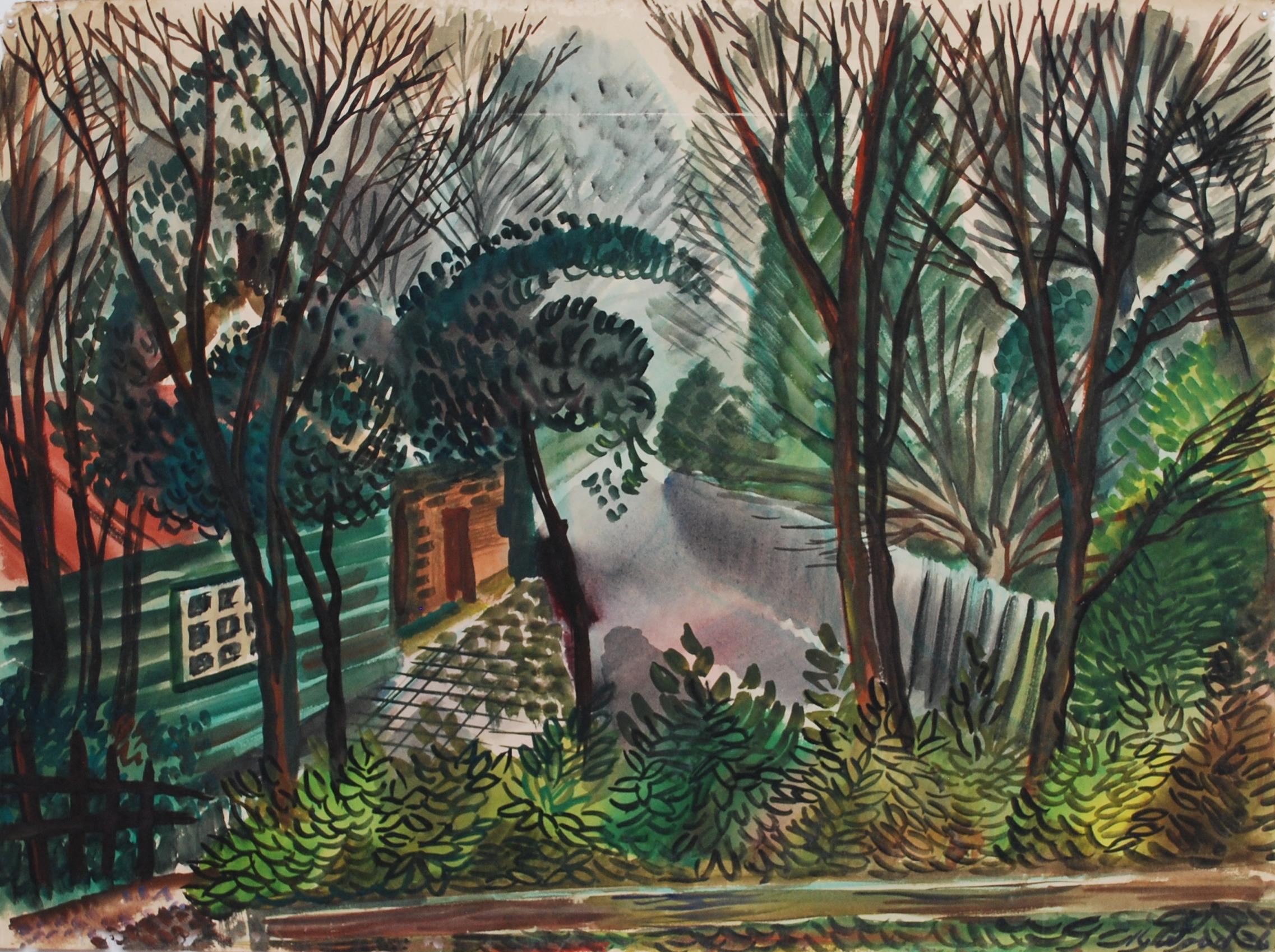  Wooded Landscape, 1937 Watercolour &amp; Gouache &nbsp;56 x 41cm 