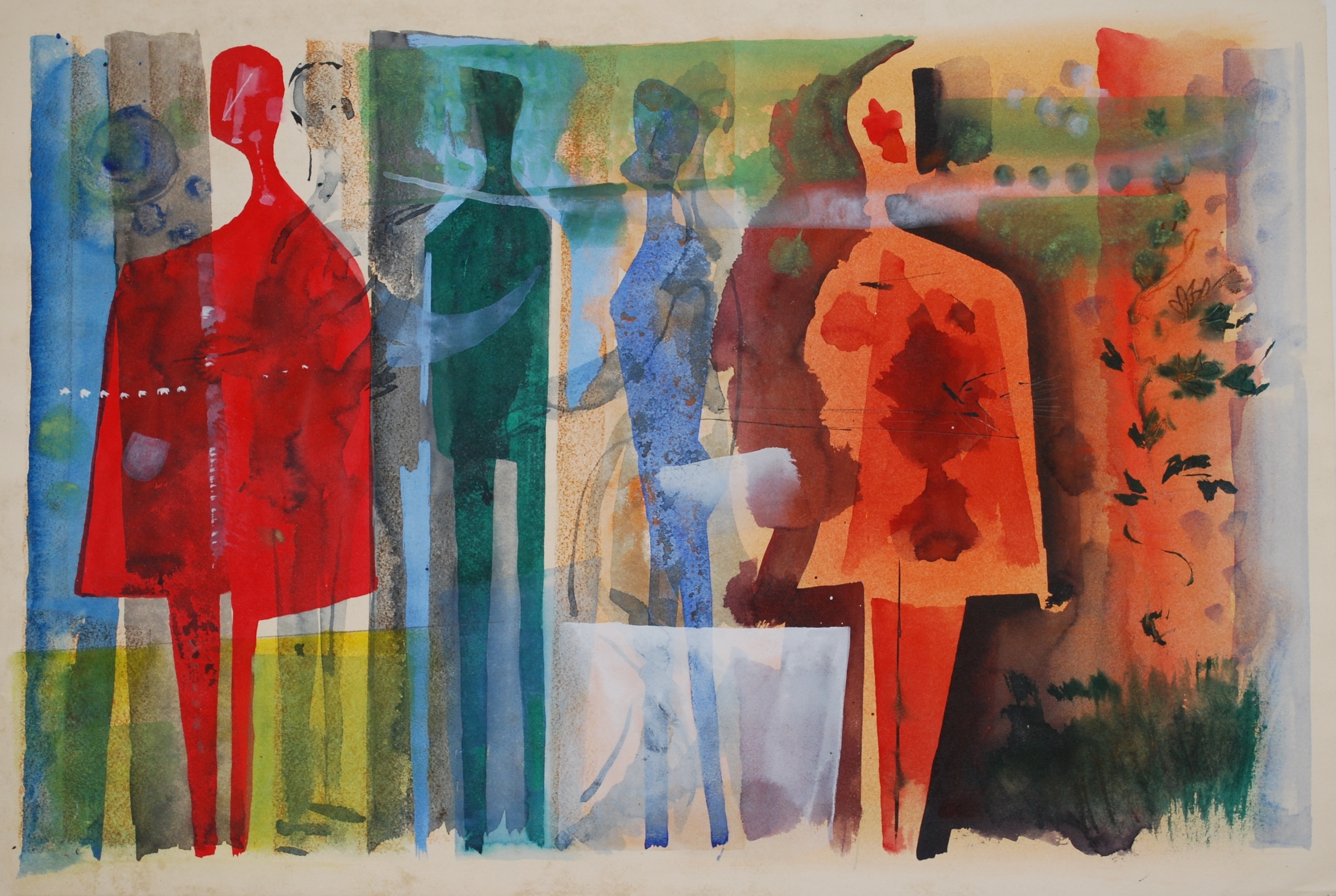  Frieze of Figures, 1980 Watercolour &amp; Gouache 53 x 35cm 