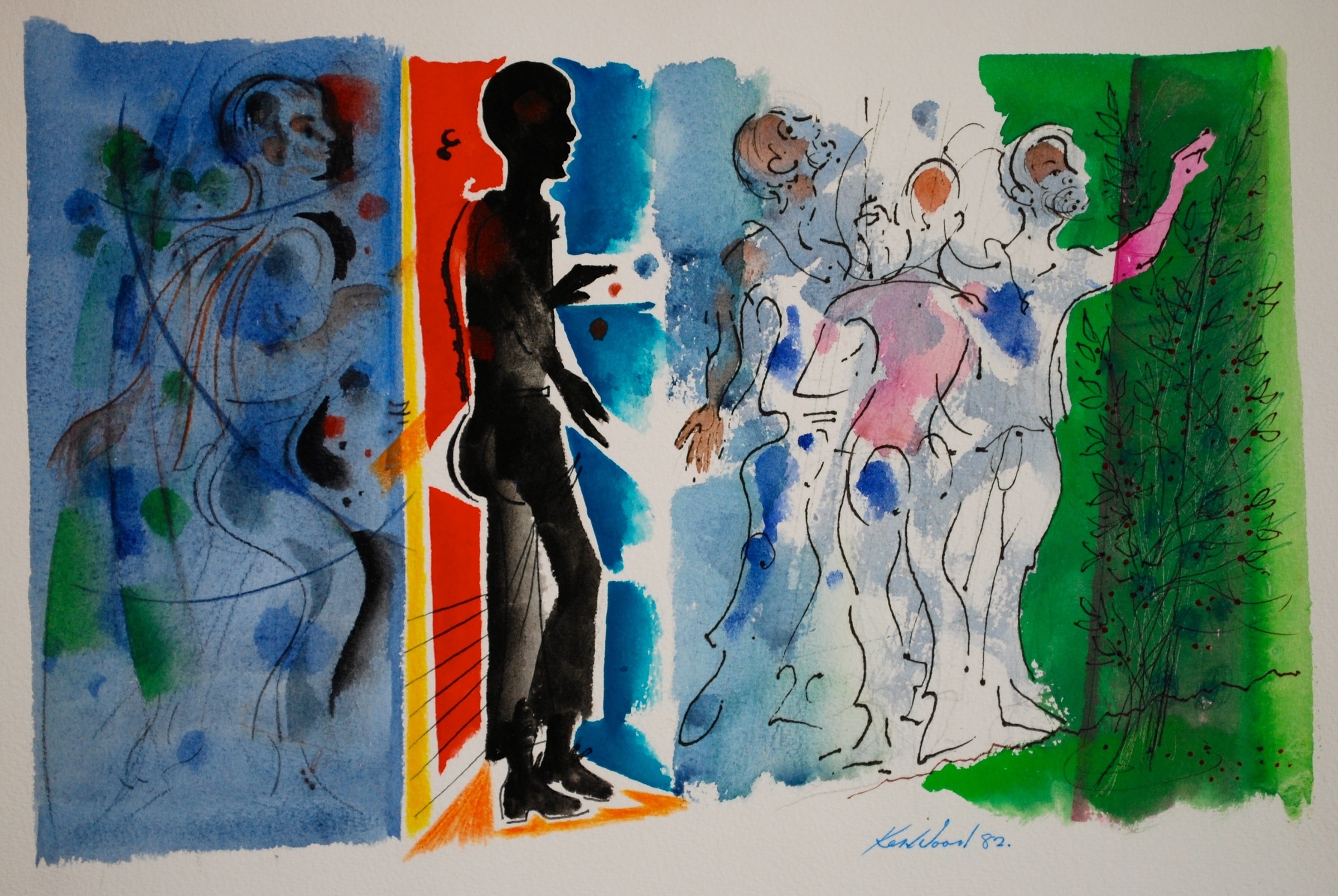  Frieze of Figures, 1982 Watercolour &nbsp;36 x 24cm 