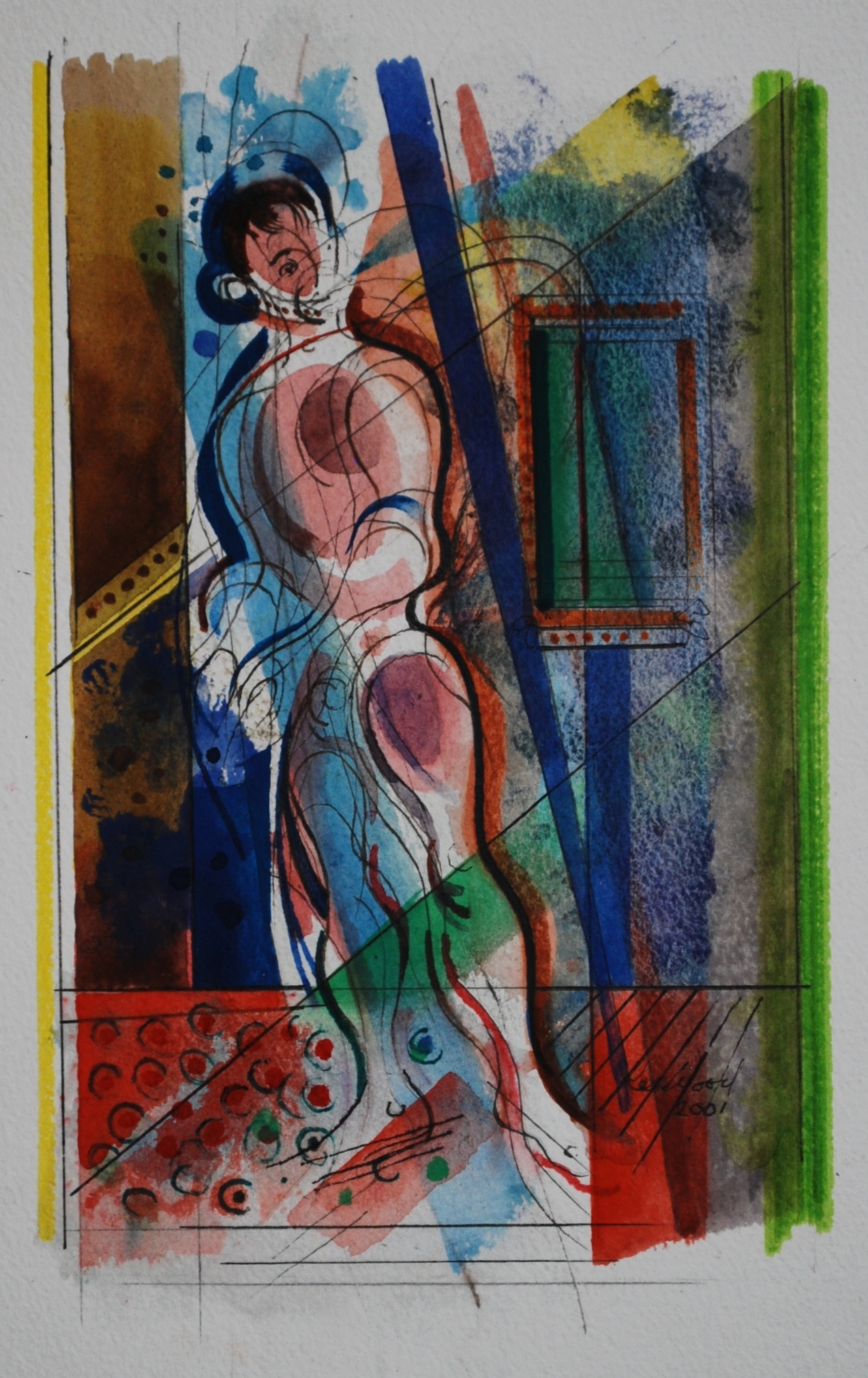  Male Figure, 2001&nbsp; Watercolour &nbsp;17 x 25cm 