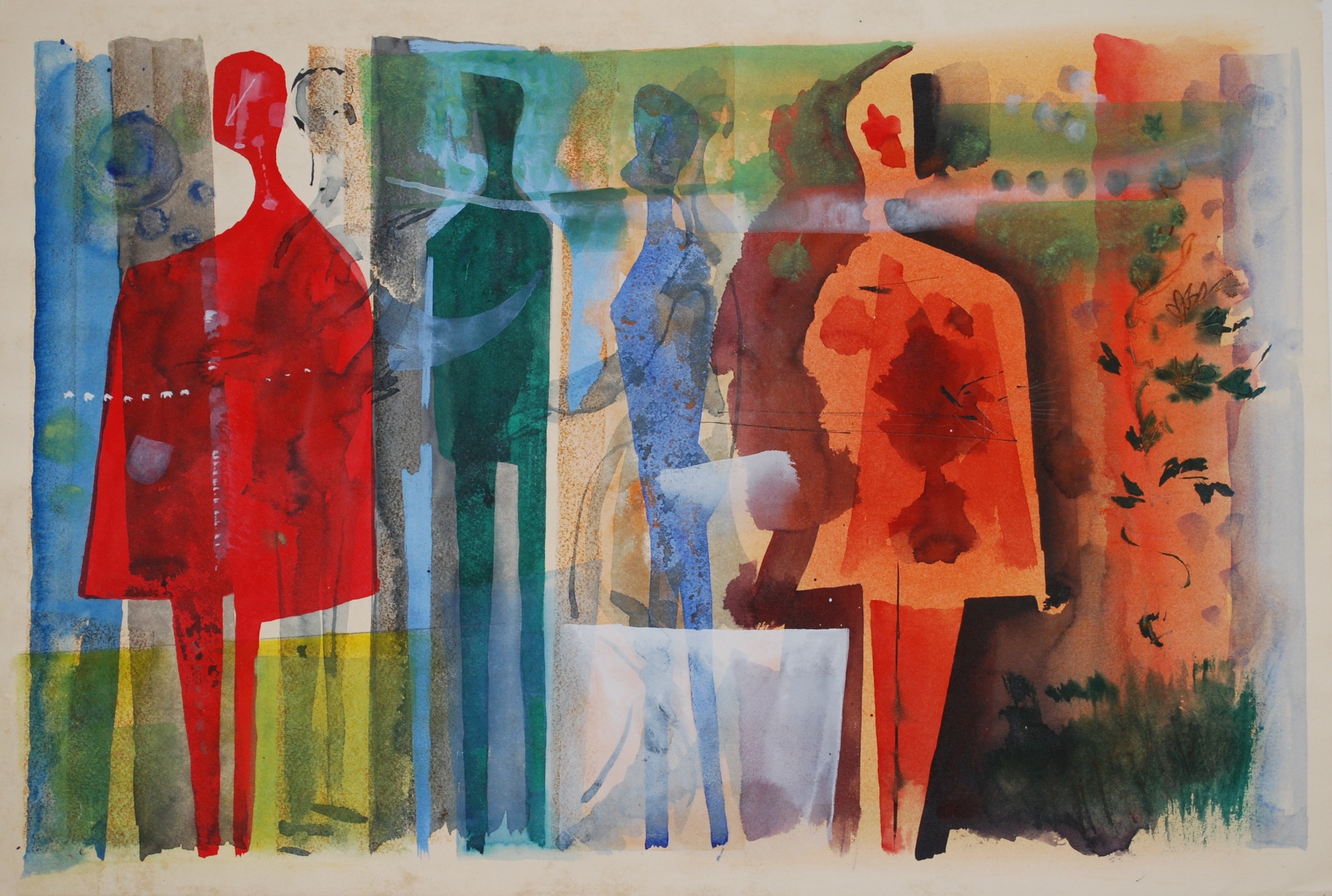  Frieze of Figures, 1980 Watercolour &amp; Gouache &nbsp;53 x 35cm 