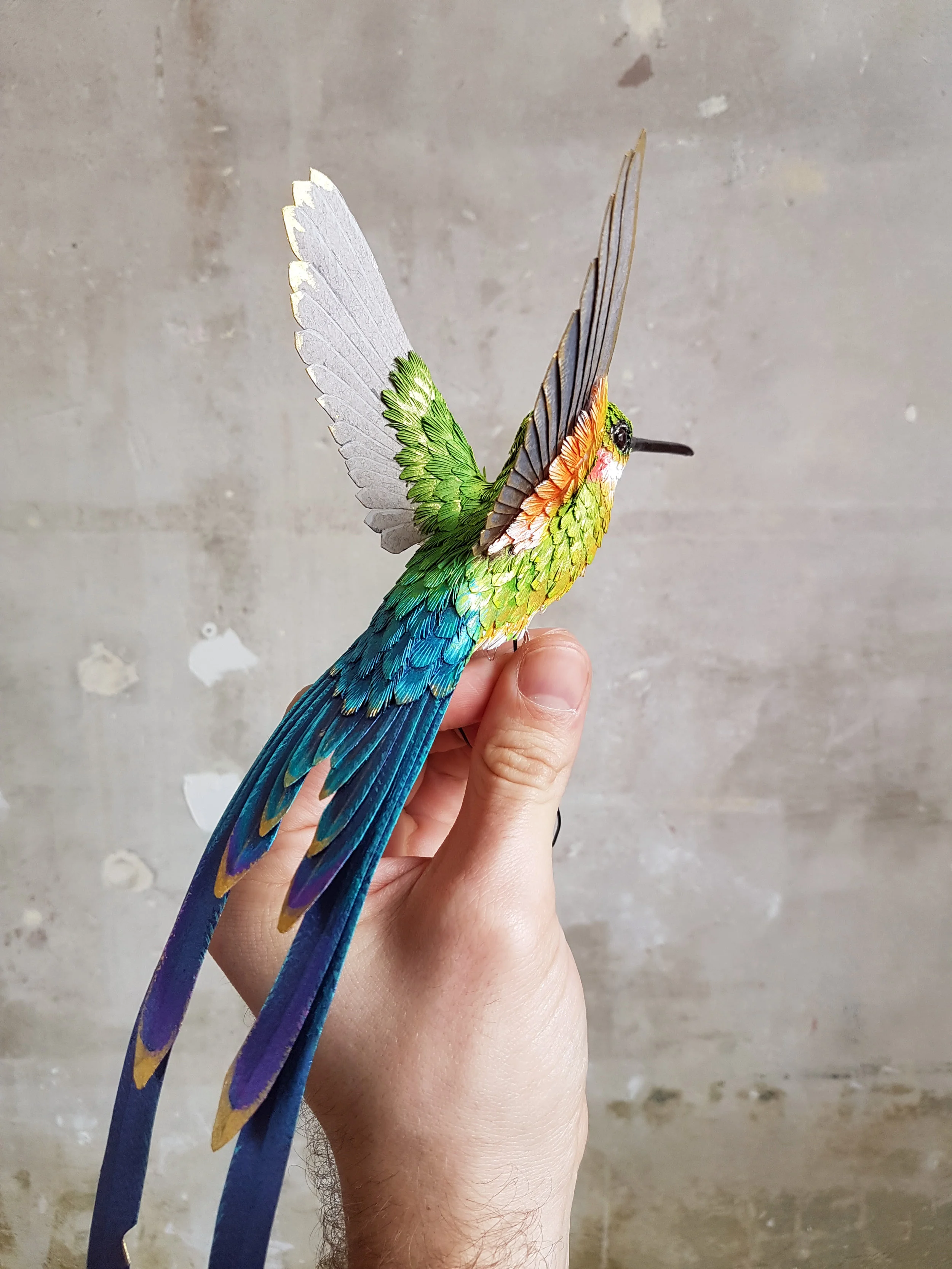 Handmade larger than life paper hummingbird — PAPER&WOOD