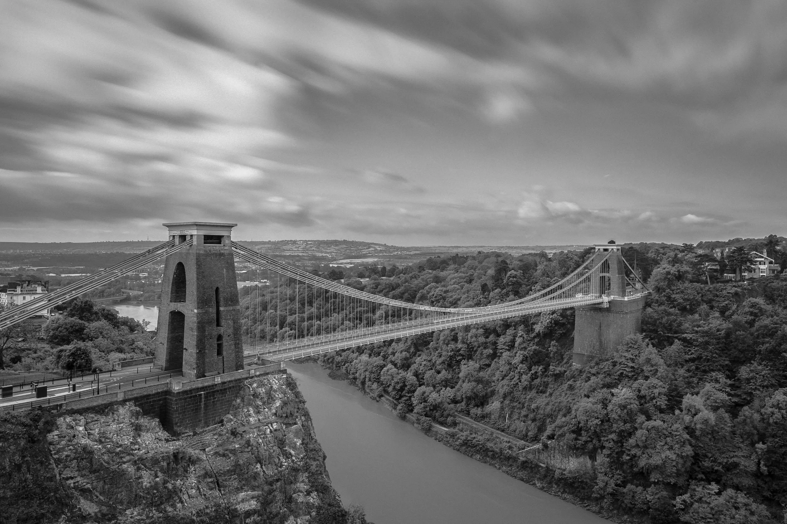 Clifton Suspension Bridge. Black And White.