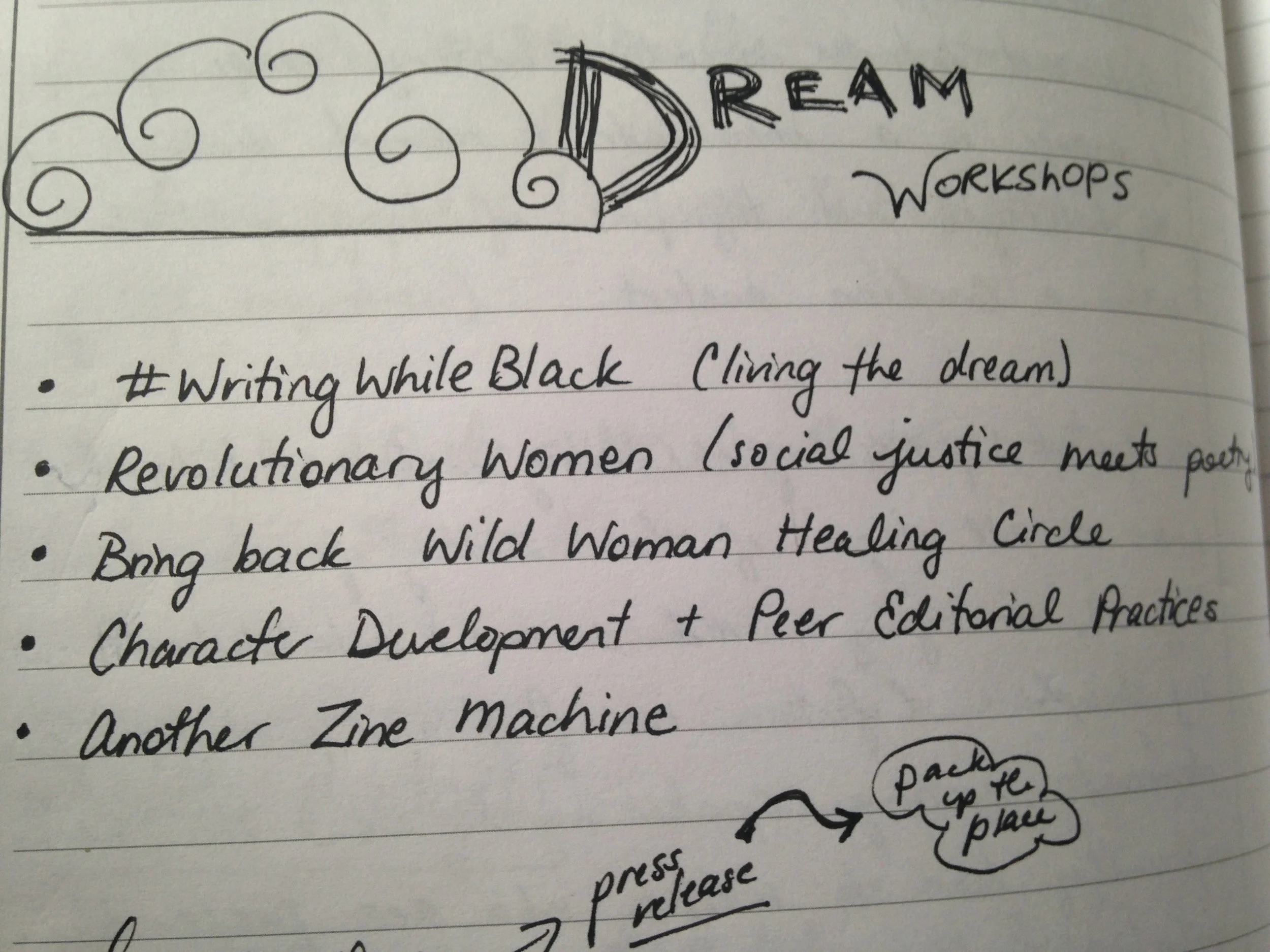 Writing While Black isn't my only dream workshop. I've actually done the Character Development workshop three times and done the Zine Machine workshop at least five times