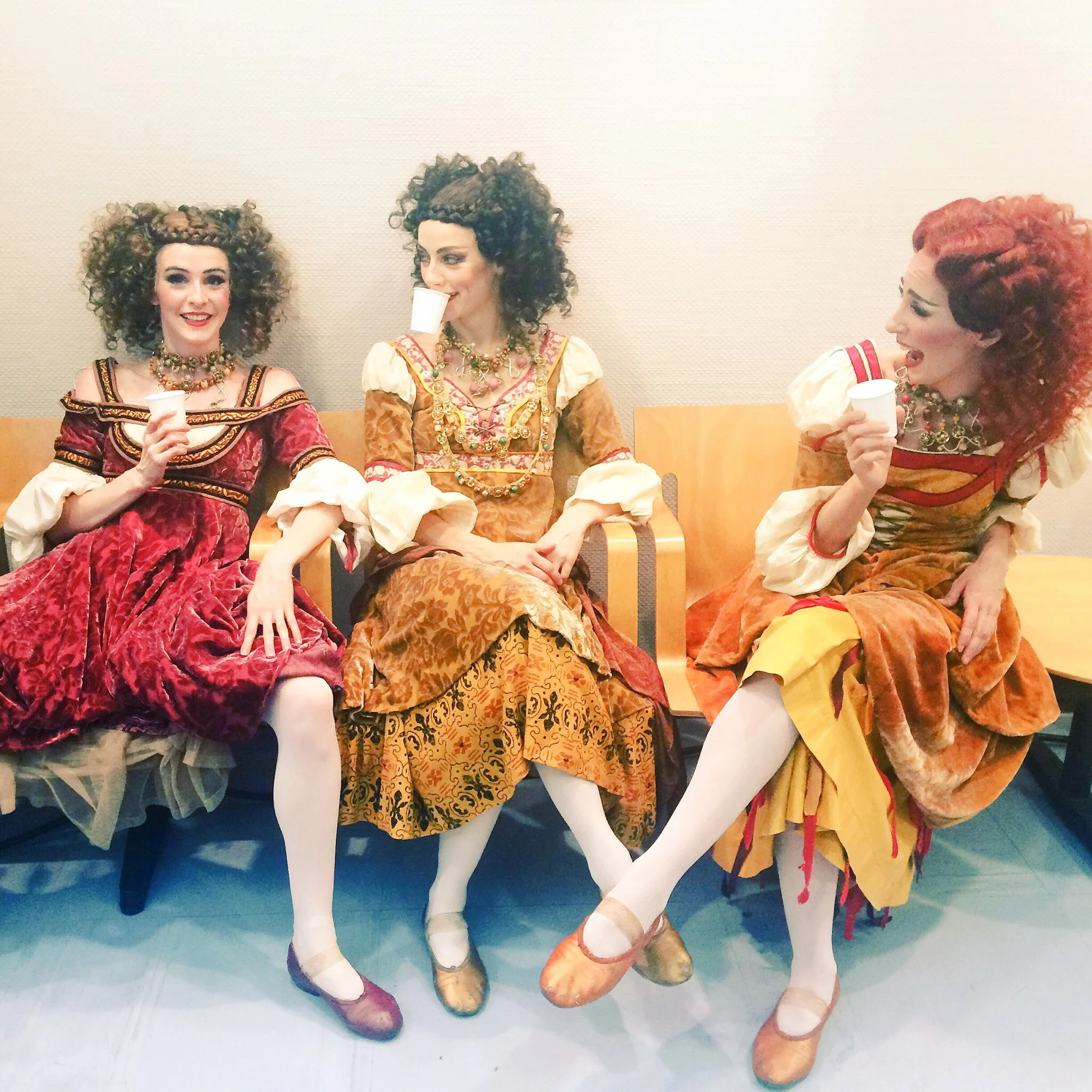 Myself, Helen and Itzi hydrating after a show of Harlots in Romeo and Juliet! 