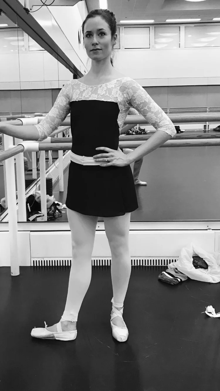 Emma Jane In a Classic look but the lacy top makes her style personal.