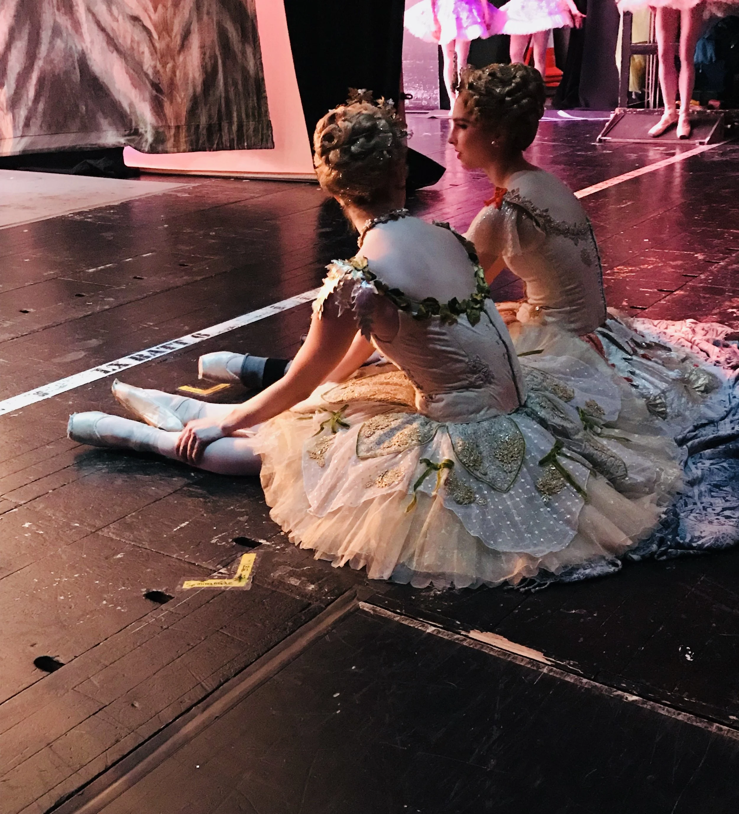 Charlotte and Ashley relaxing between diverts in Act two.