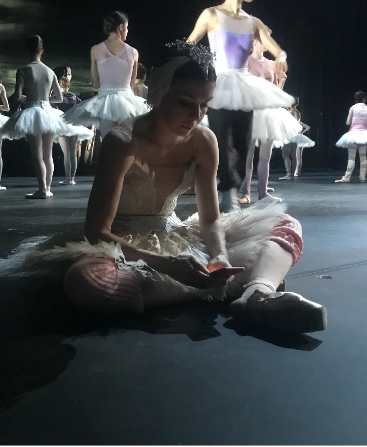 Natalia Osipova resting before Act 4 stage rehearsal 