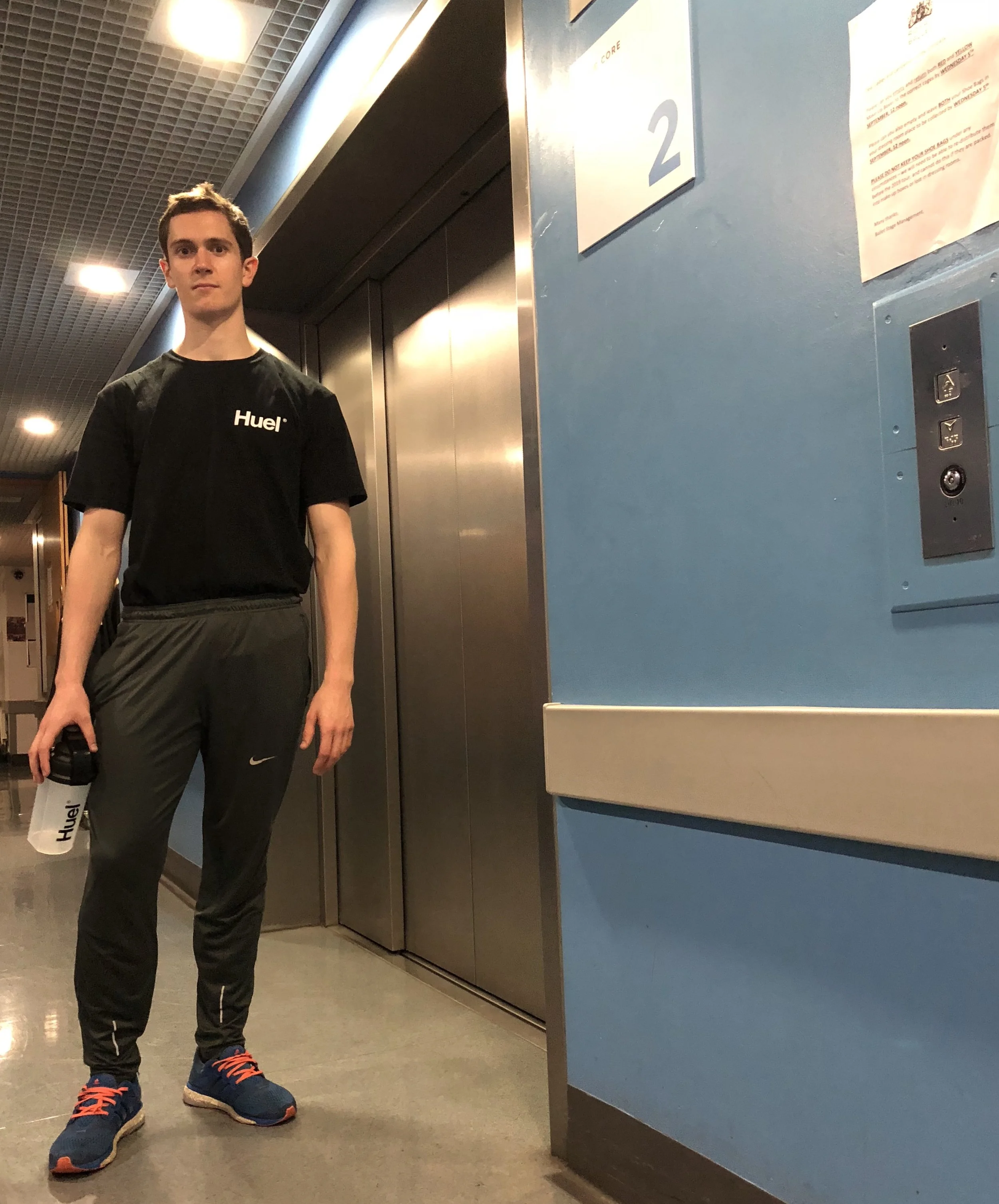 Caught Billy at the elevator with the full Huel kit on ! 