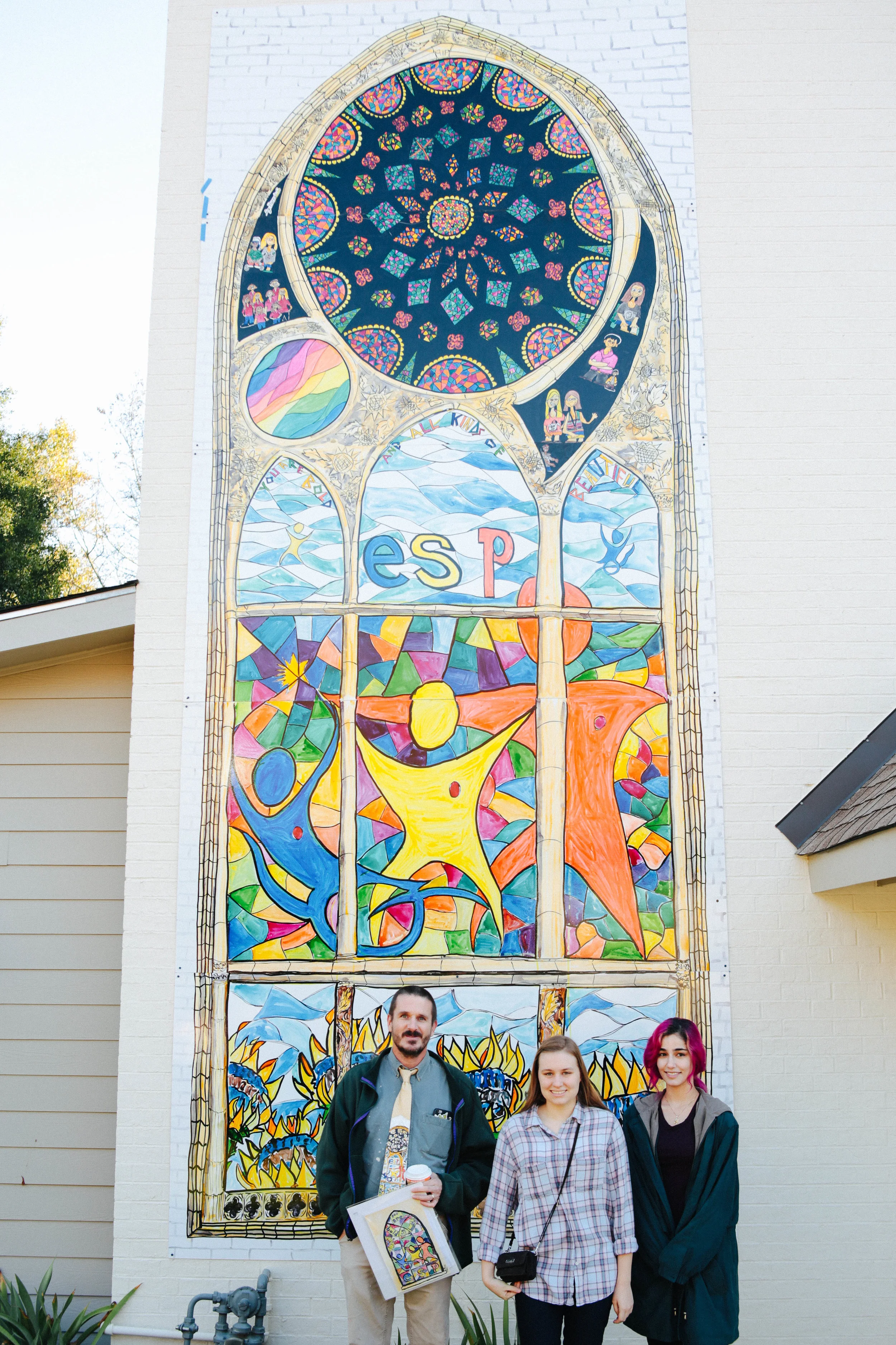Extra Special People, Inc. Mural 2017 Jamie Calkin (lead artist), Deanna Dowlatpanah, Arezou Taeed, and ESP artist. Waterproof Inks on aluminum panels 20 feet tall by 8 feet wide Located 189 VFW Dr, Watkinsville, GA Photo credit: The incredible Rachel Owart