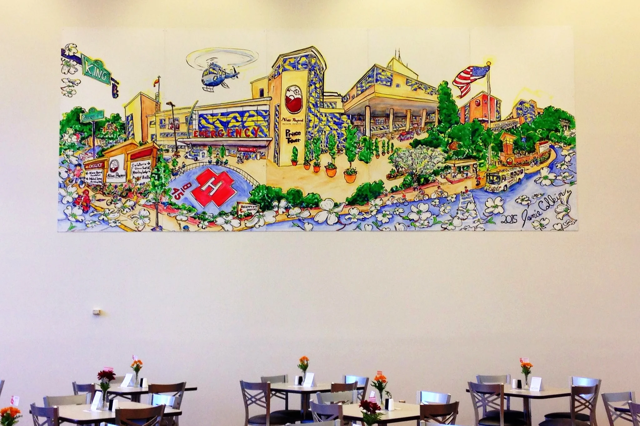 Athens Regional Medical Center 2015 Ink and Watercolor on Aluminum Panels Located in the Athens Regional Medical Center cafeteria