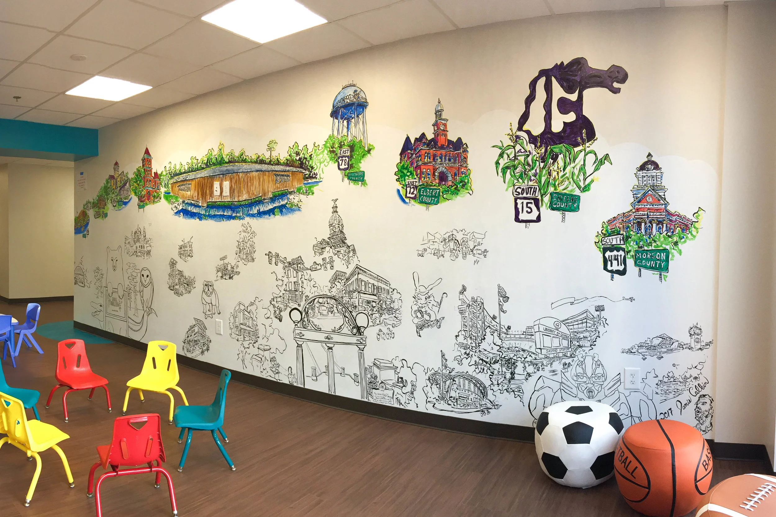 Advantage Behavioral Mural 2017 Waterproof Ink Jamie Calkin (lead artist) and Deanna Dowlatpanah