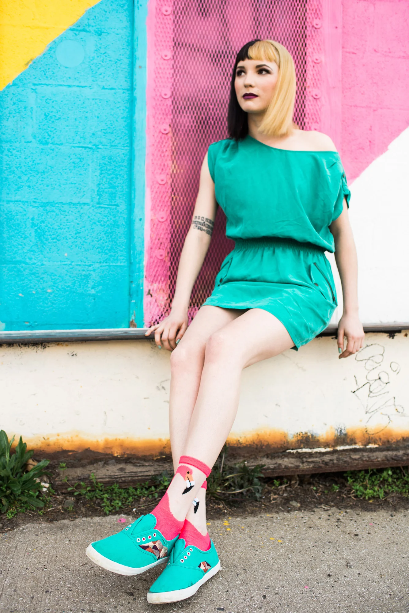 Sarah Hooker Photography | Flamingo Socks, Color Fanatic: Play Every Day, Model Gabriela MacArdle, MUA Tia Hixon, Asheville NC