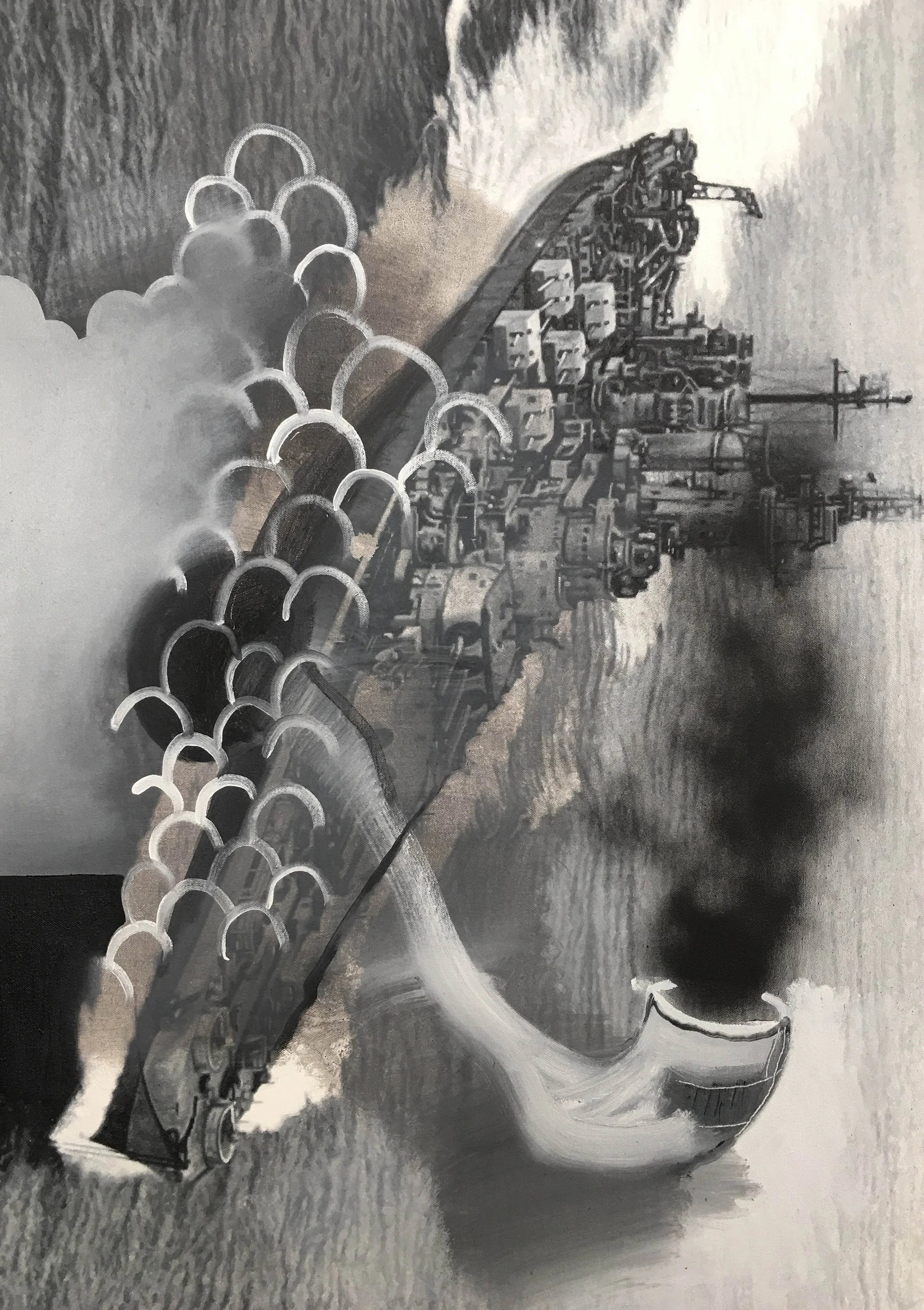 Pipe Smoker (Leviathan) | 2016 | Oil and enamel on canvas | 34" x 24"