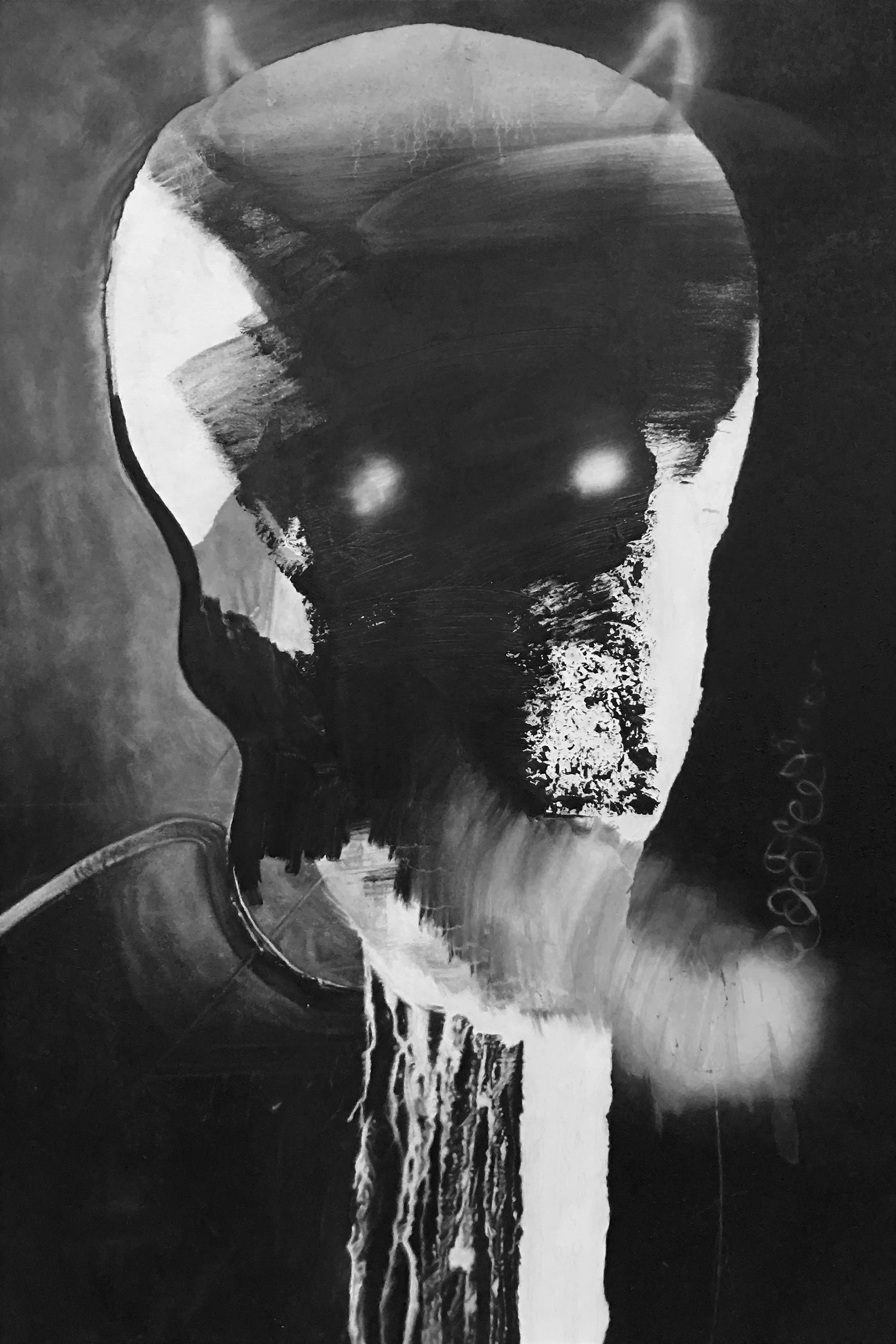Pipe Smoker (Terminator) 2019 oil on canvas 72 x 48 inches