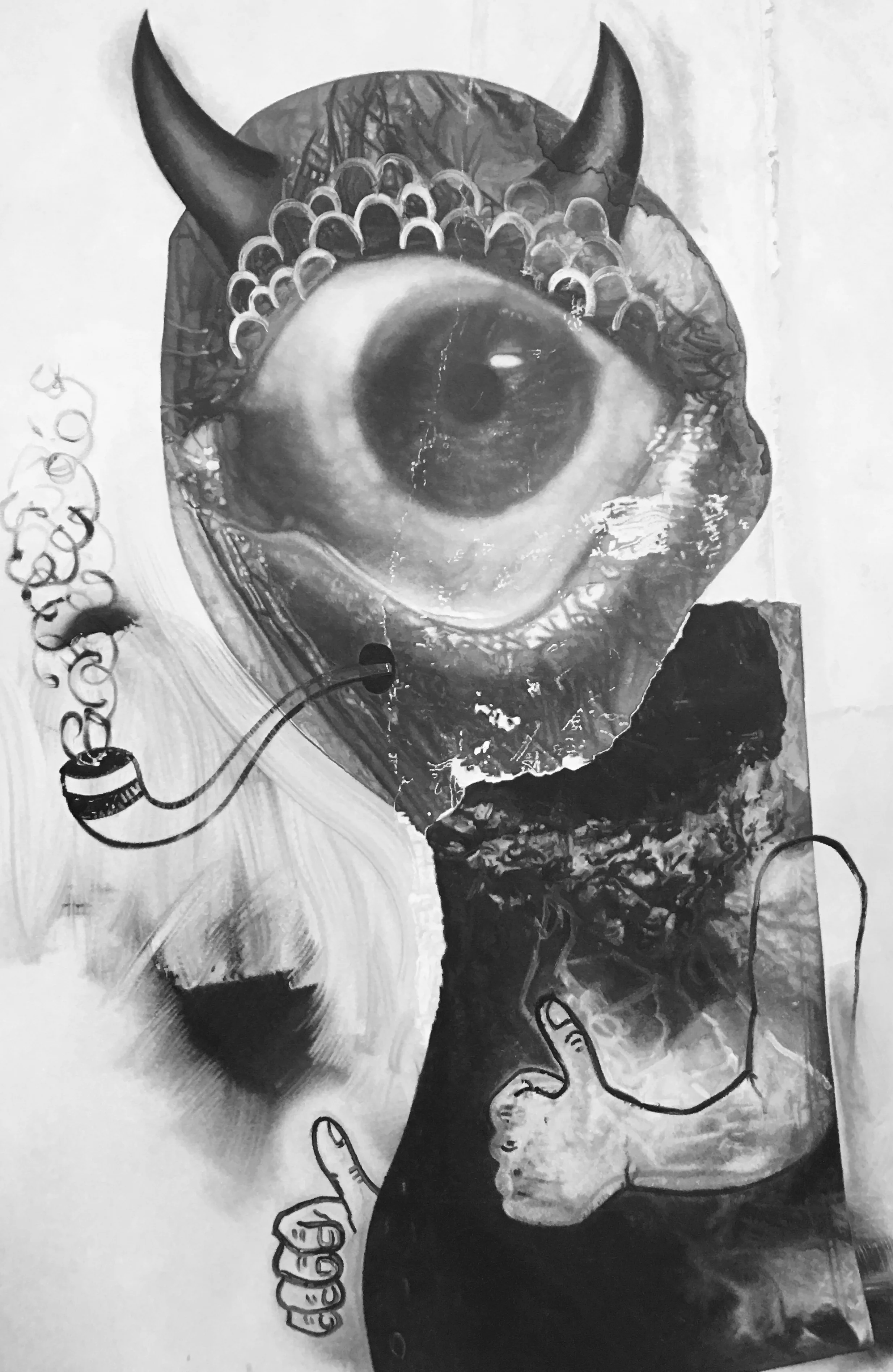 Pipe Smoker (Cyclops) 2017 oil on canvas 72 x 48 inches