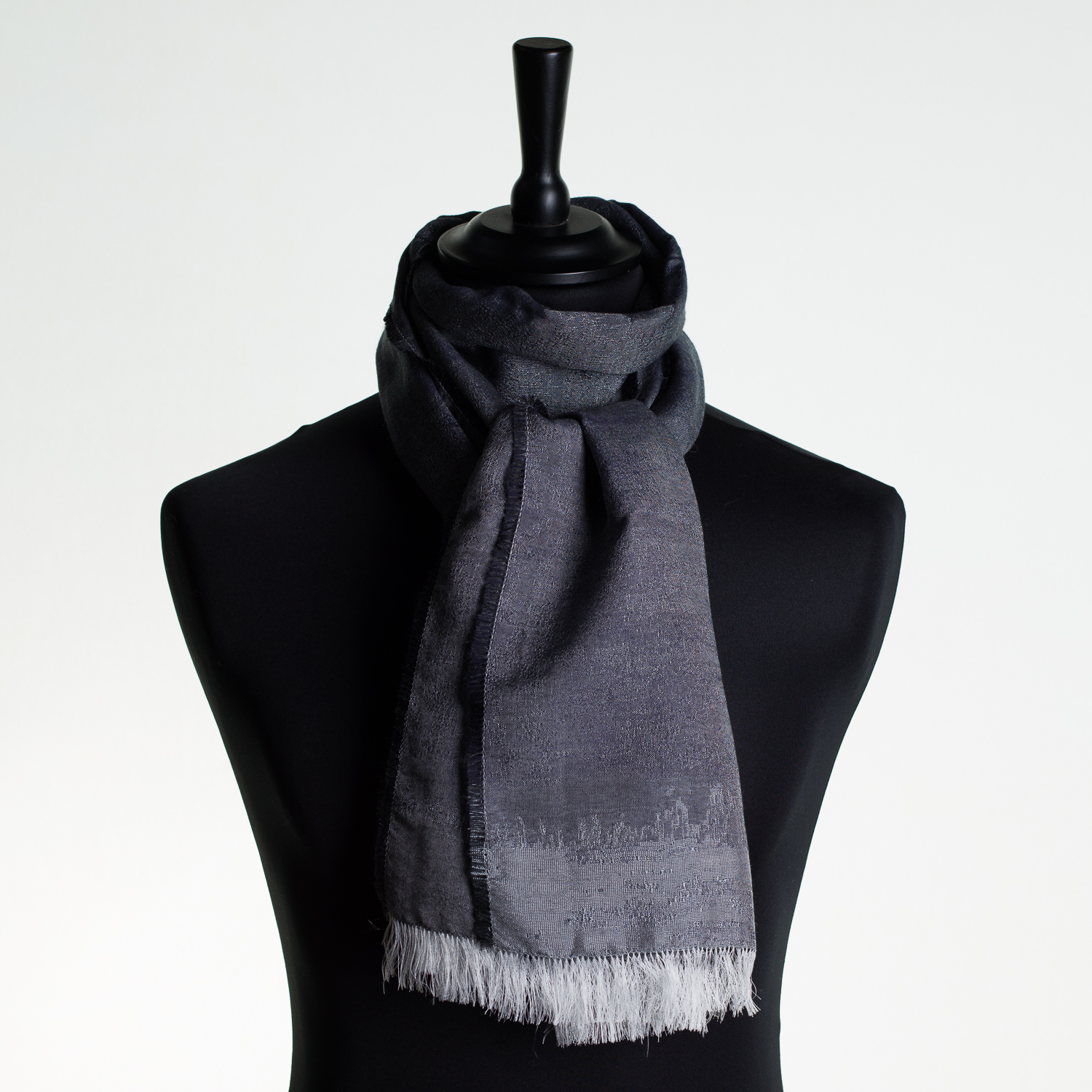 HOT CITY 'SILVER' LONG SILK AND CASHMERE SCARF