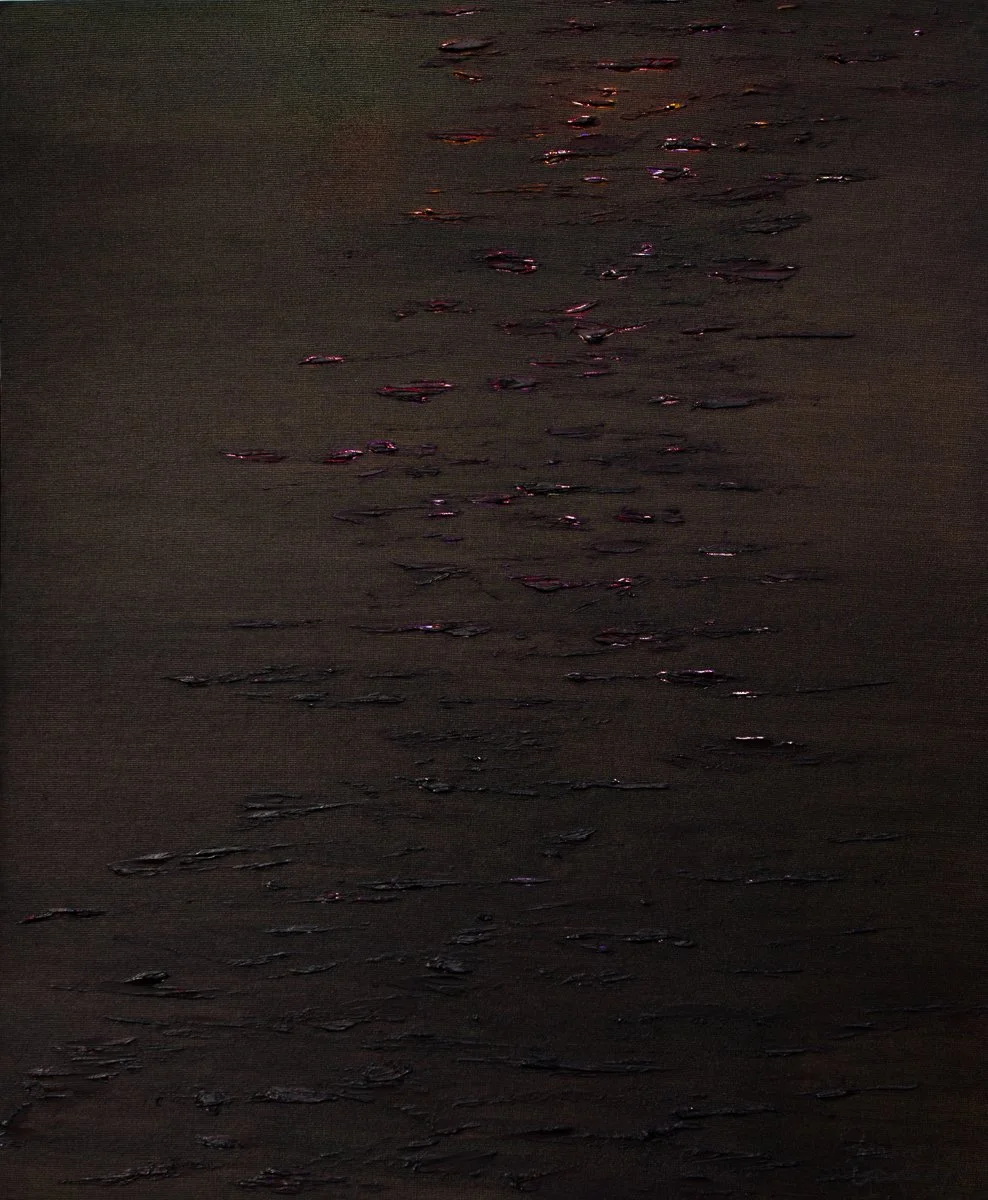SOLD to a Collector in Northamptonshire. 'Waterlilies, Sunset. Oil on Board H76 x W88cm Framed.