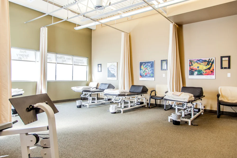 We have 10 curtained treatment areas with natural light.