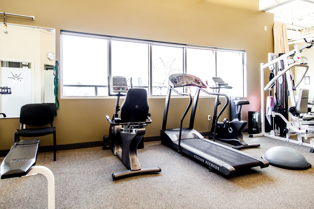  We have an open exercise area with stationary bikes, a treadmill, a universal gym, balance and agility equipment and a variety of exercise gear to assist in achieving your rehabilitation goals. 