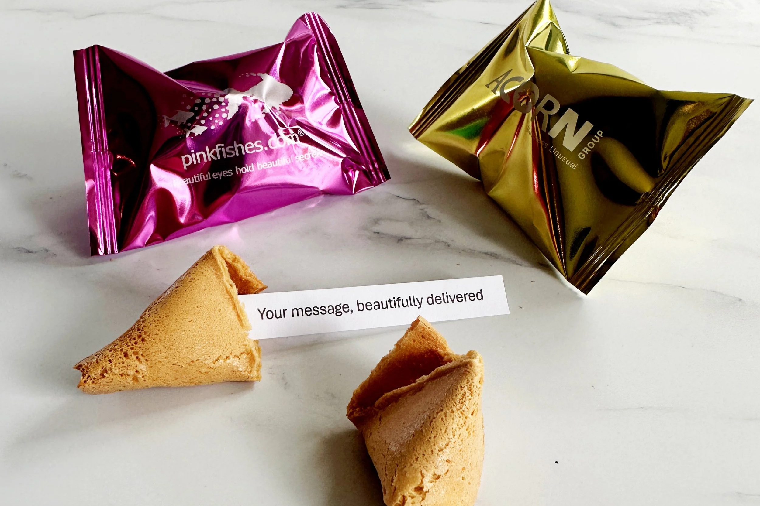 promotional fortune cookies personalised with your own branded wrappers