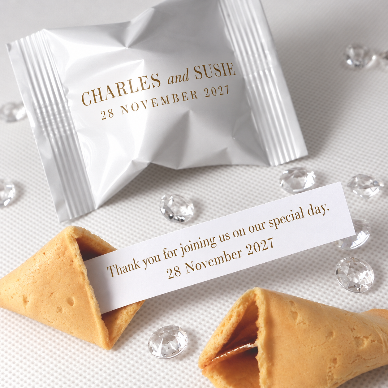 Totally Personalised Wedding Fortune Cookies: Printed Wrappers