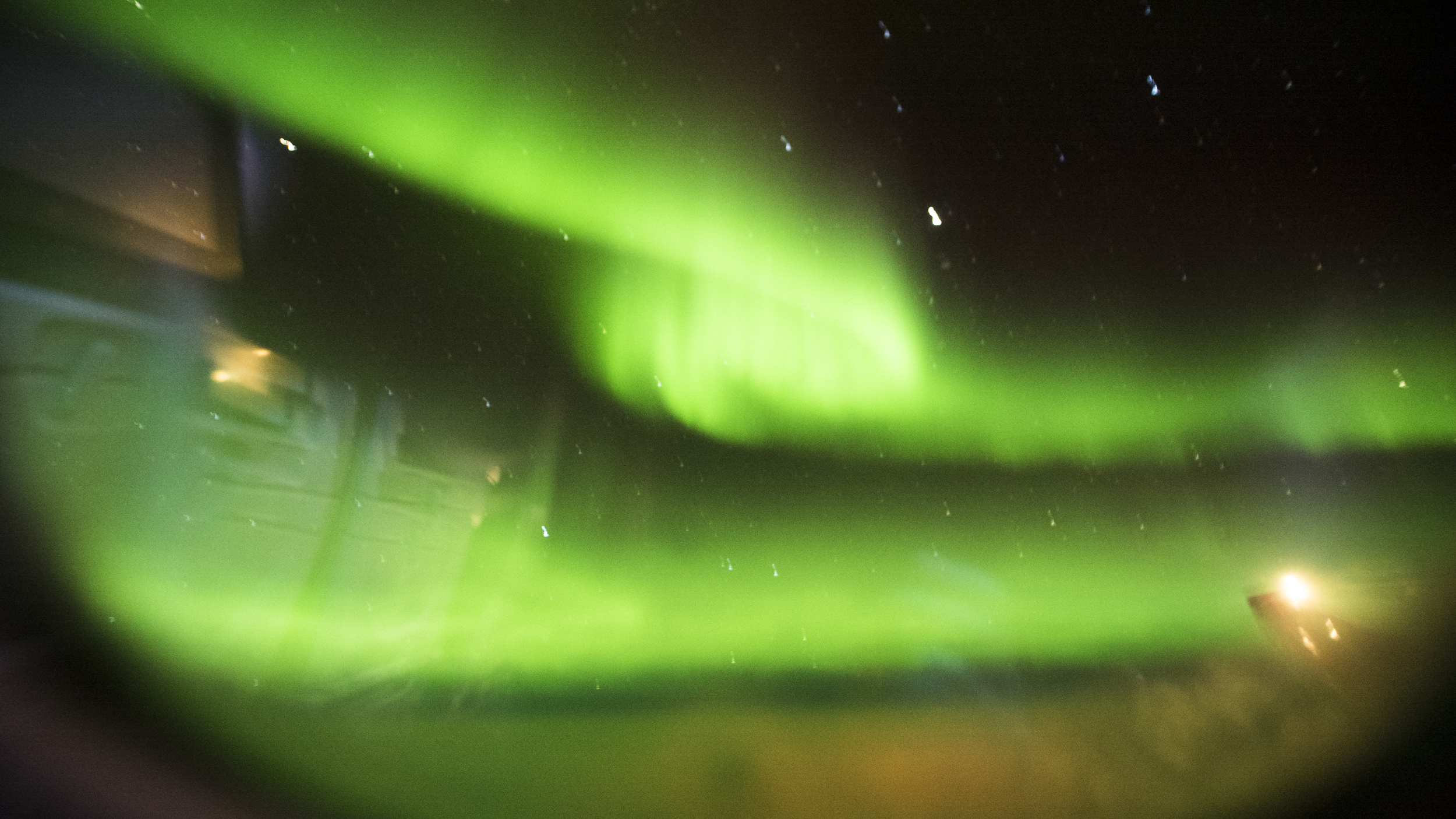 The Aurora on the way home from the plane window.
