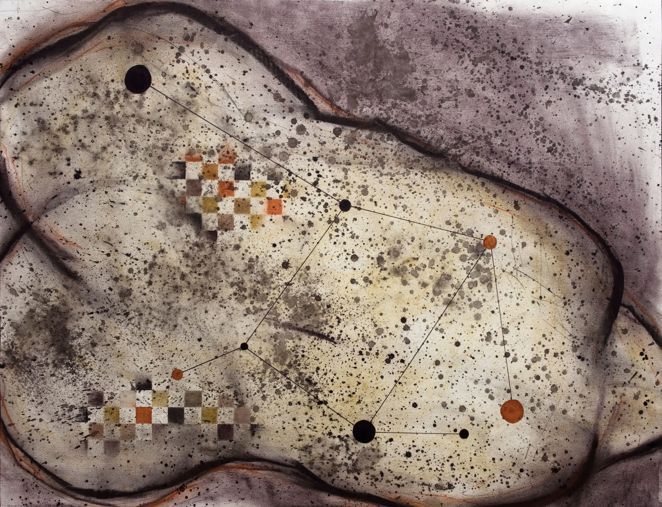 Constellation no 2 fusain et acrylique sur papier 57 x 76 cm