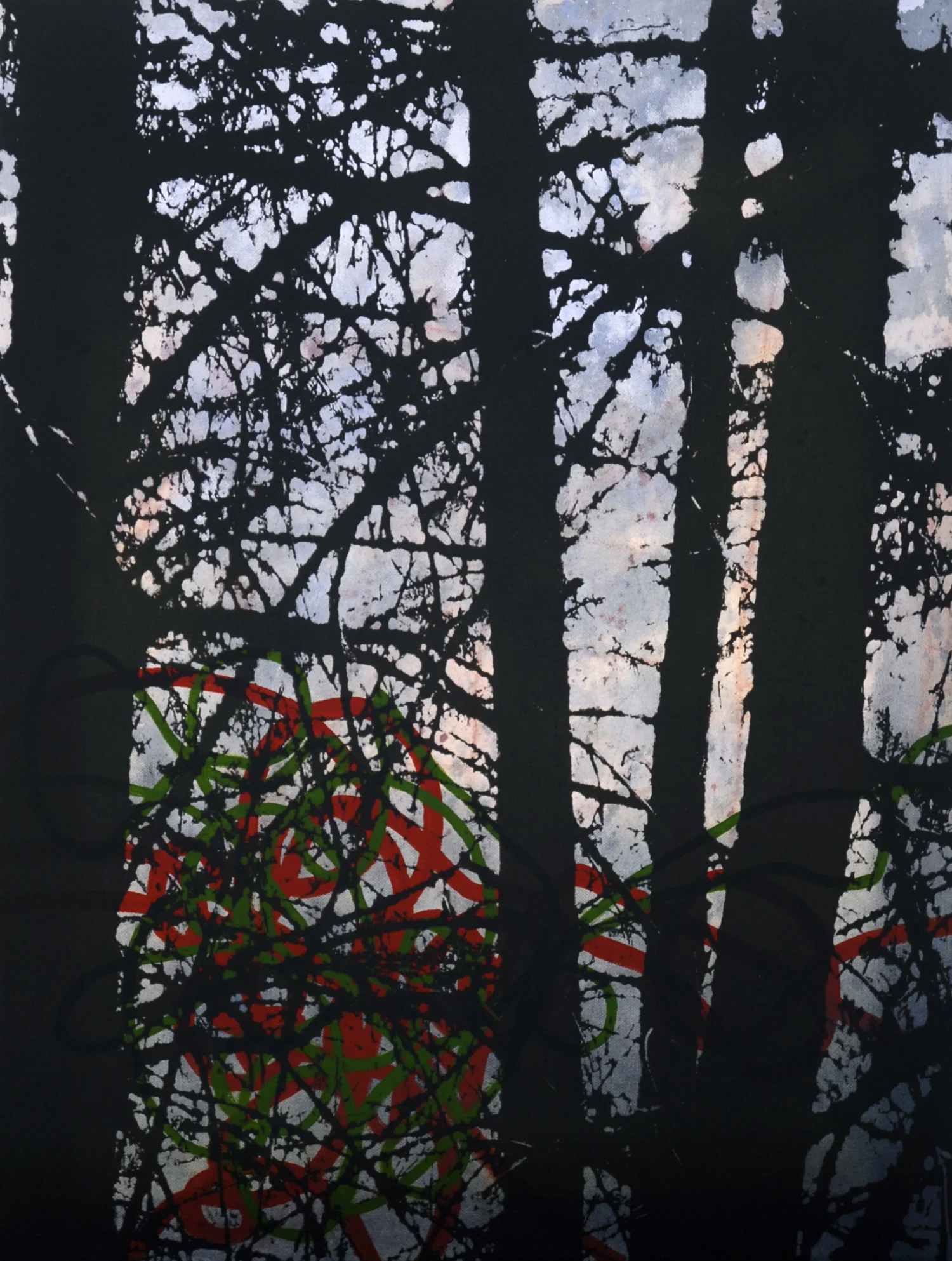Forêt no 3 techniques mixtes sur toile 61 x 46 cm