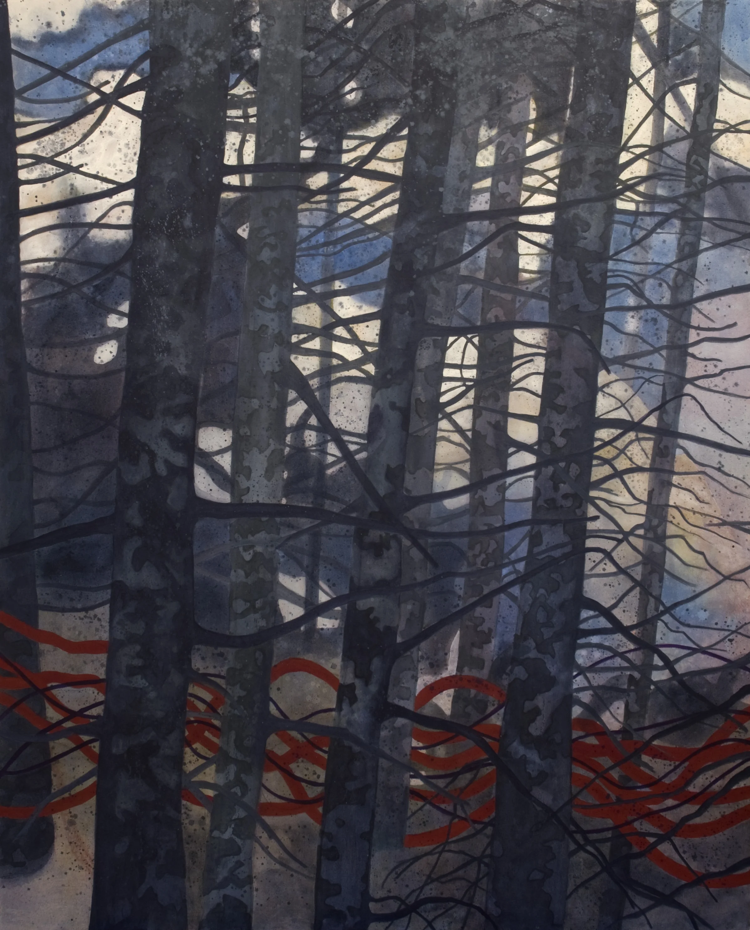 Sentiers migratoires , acrylique sur toile, 152 x 122 cm