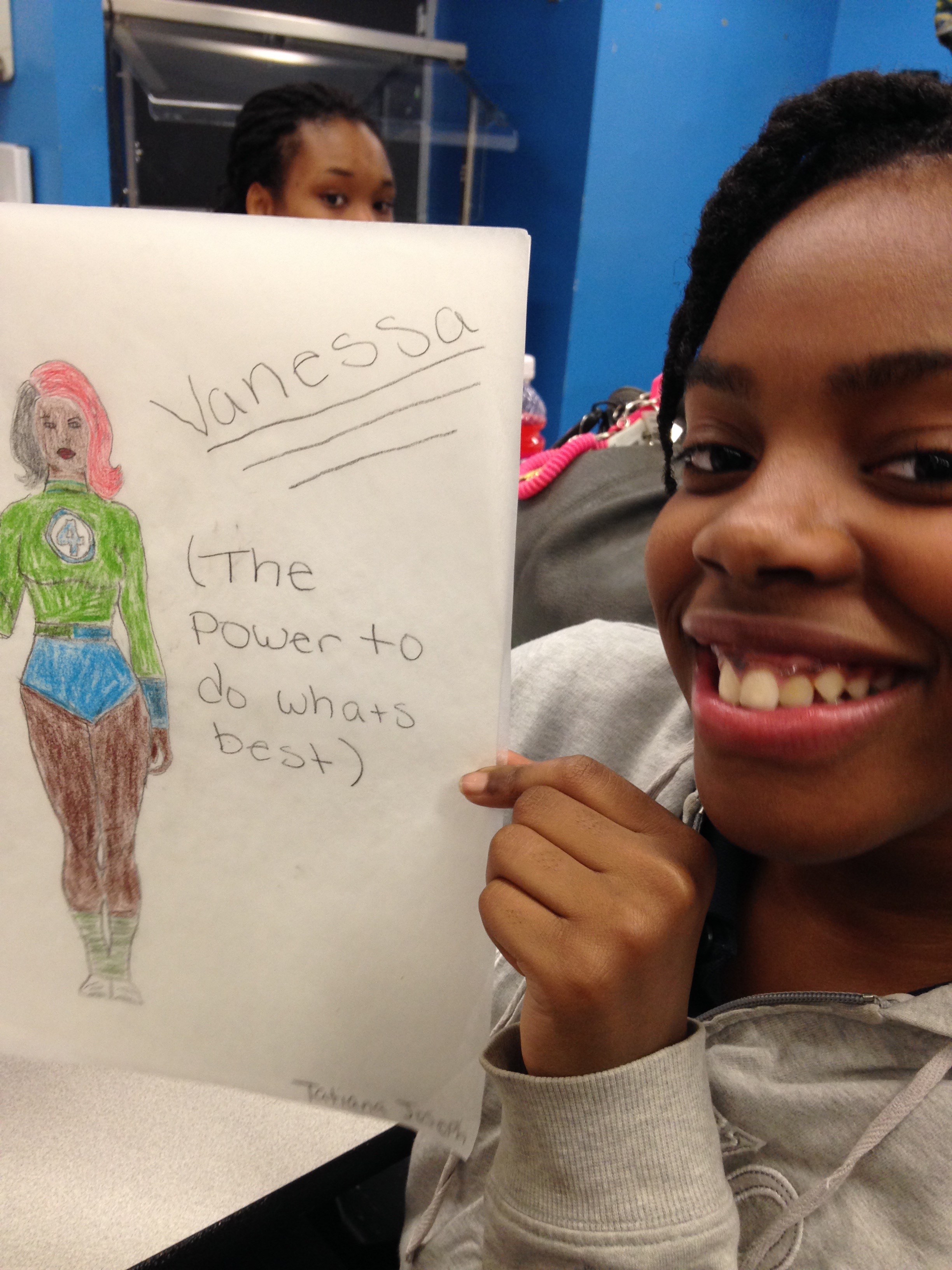 First, students come up with an original concept for a superhero, after which they write and illustrate their own comic book.