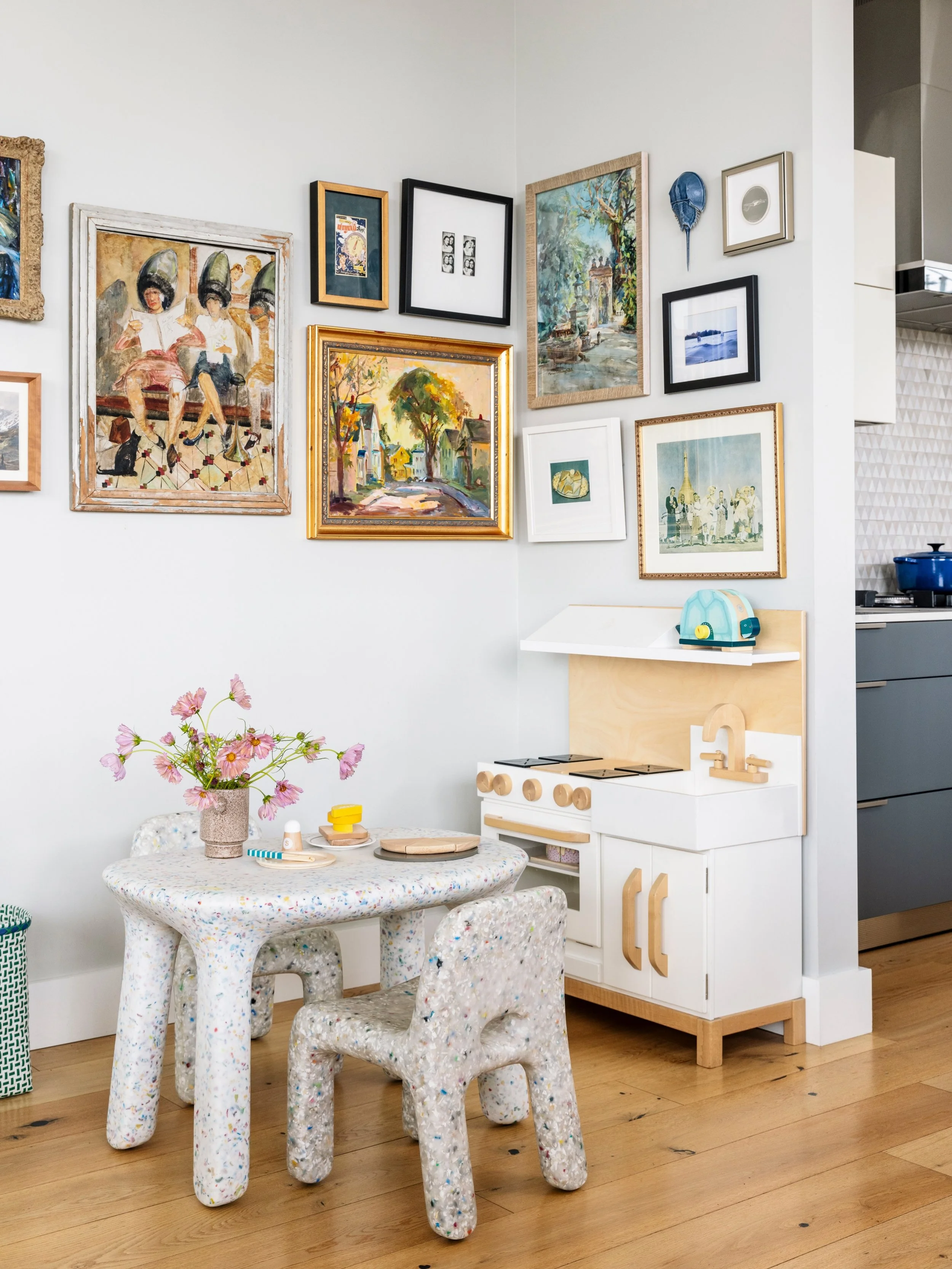 Favorite kiddo zones at one of our recent San Francisco projects. 🎨 

These lucky kids have spaces throughout the home to play, read, paint, draw, and even &ldquo;cook!&rdquo; We used durable materials so nothing is too precious for play, and design