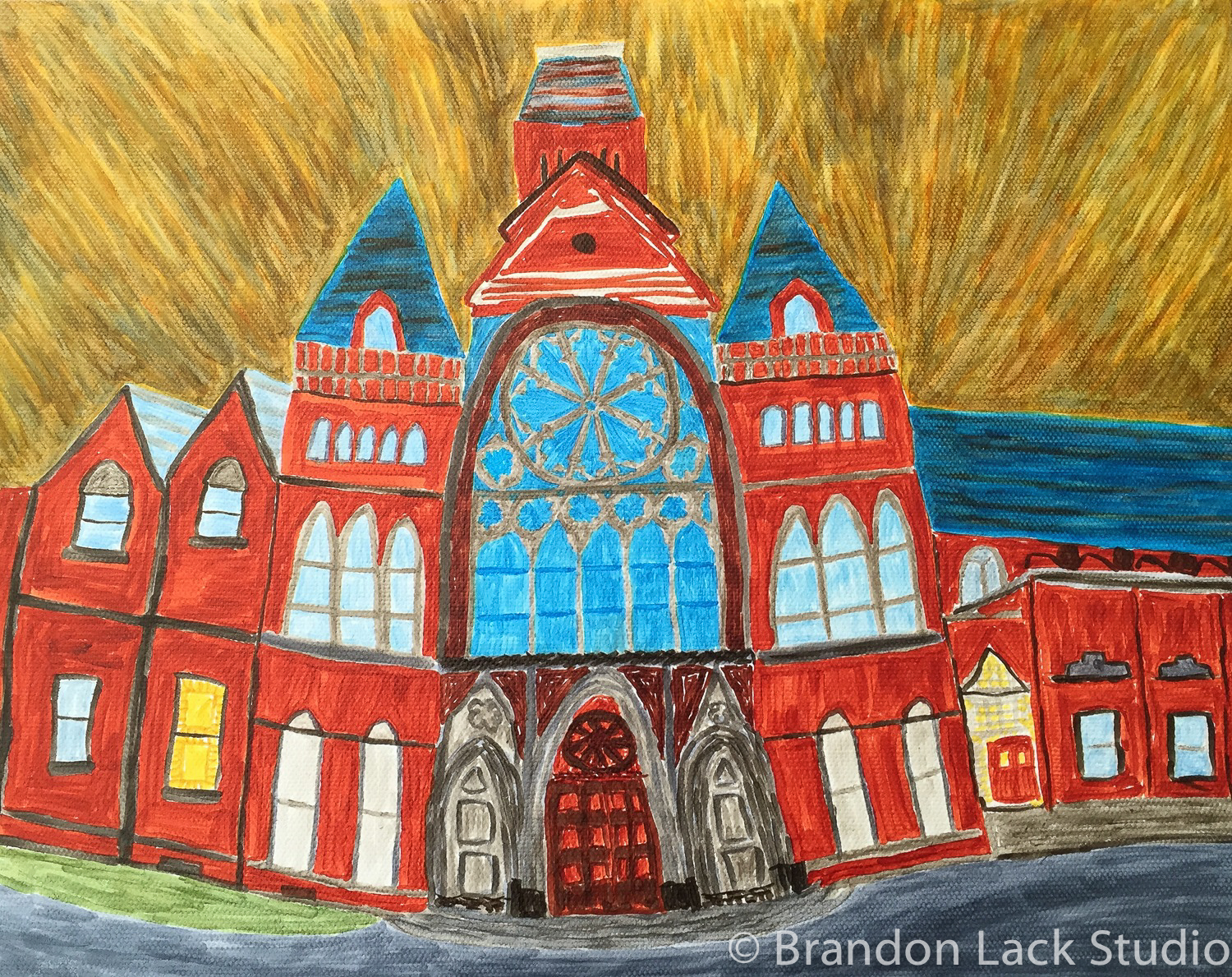 Andrew Went to Harvard, August 2015. Paint markers on canvas. 12 x 16 inches. Unframed.