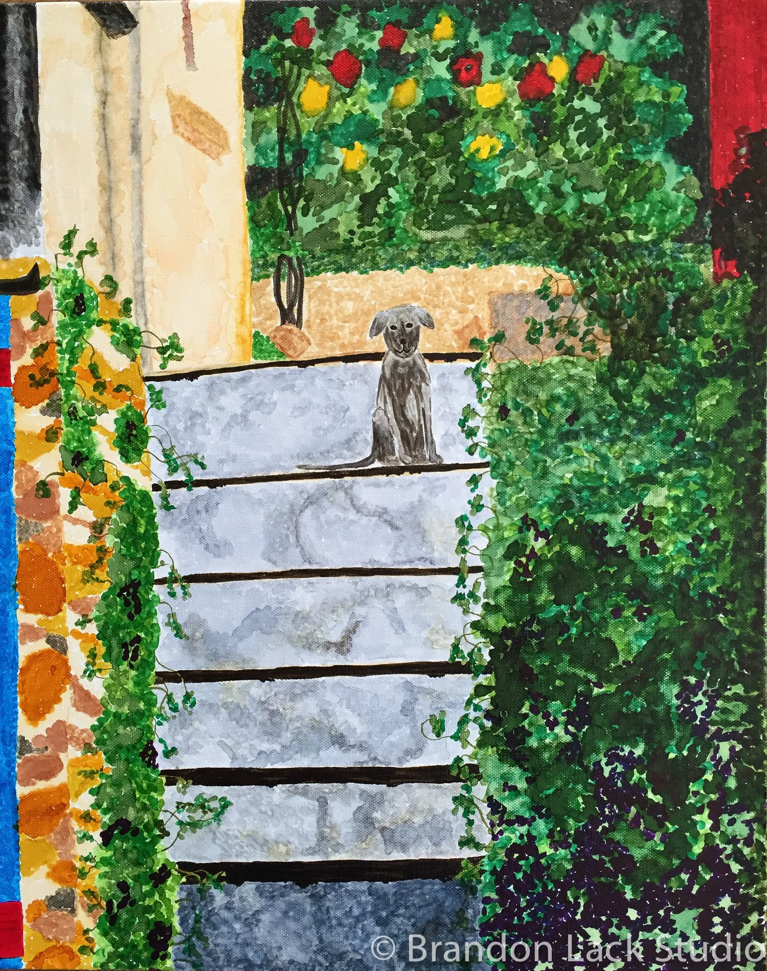 The French Dog, October 2015. Paint markers on thick canvas. 16 x 20 inches. Unframed.