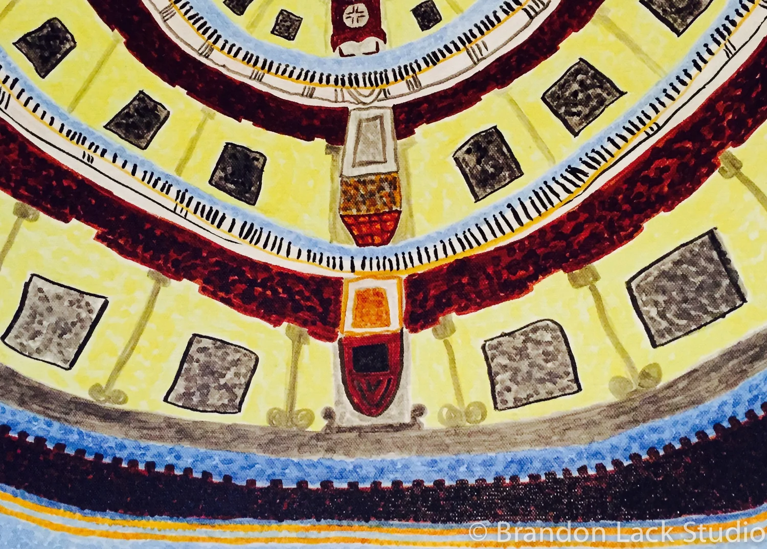 Capitol Dome, August 2015. Paint markers on thick canvas. 16 x 12 inches. Unframed.