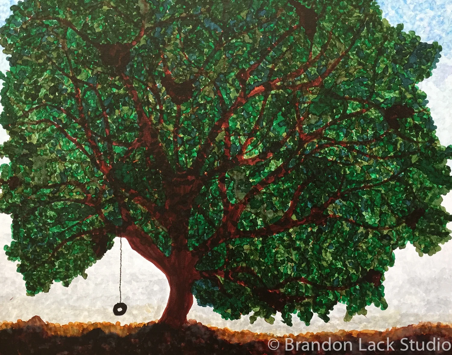 The Tire Swing, October 2015. Paint markers on canvas. 16 x 20 inches. Unframed.