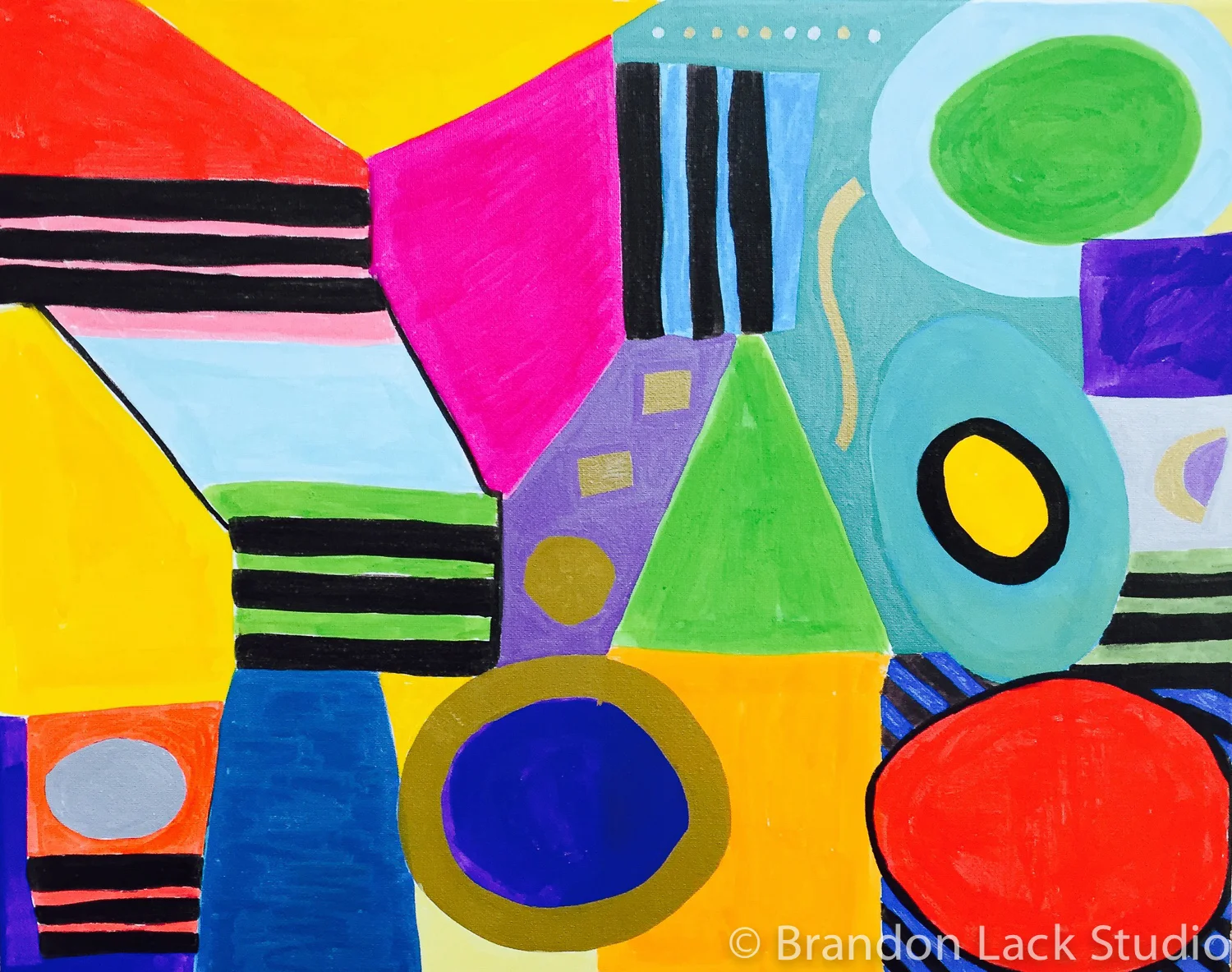 Abstract with Black Stripes, 2015. Oil based markers. 16 x 20 inches. Unframed.