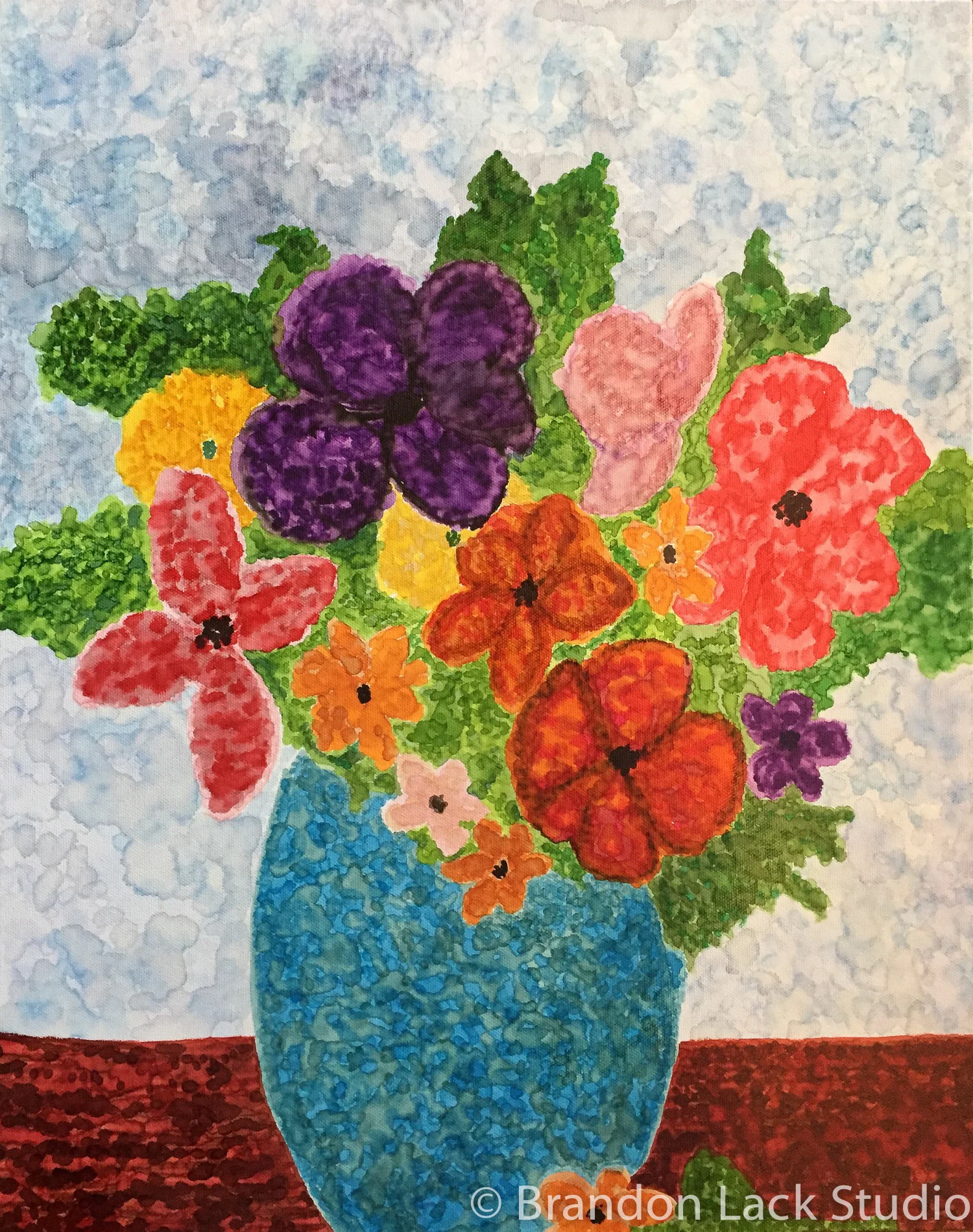 Flowers on the Table, August 2015. 16 x 20 inches. Unframed.