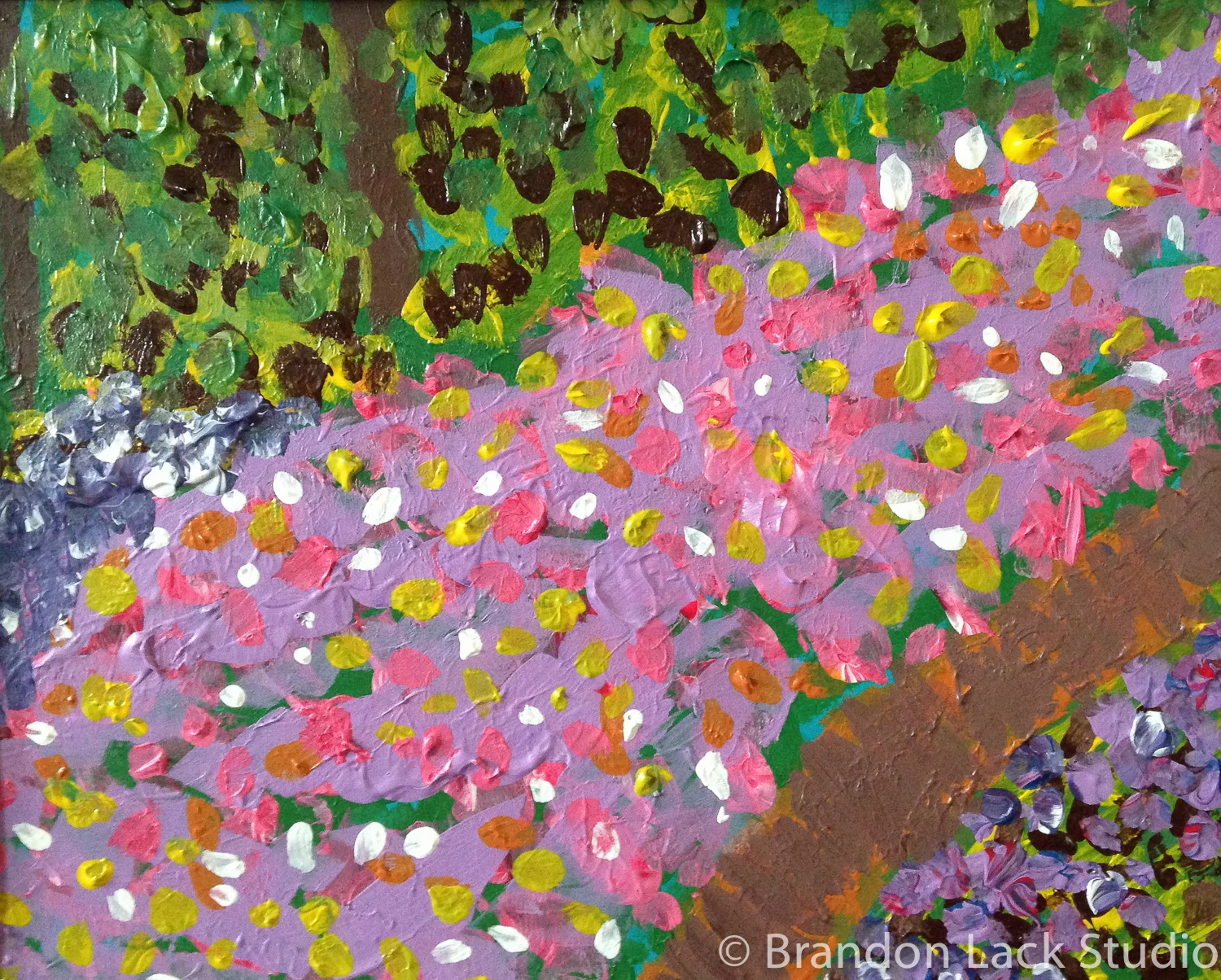 Lots of Flowers, January 2015. Acrylic on flat canvas. 9 x 11 inches. Unframed.