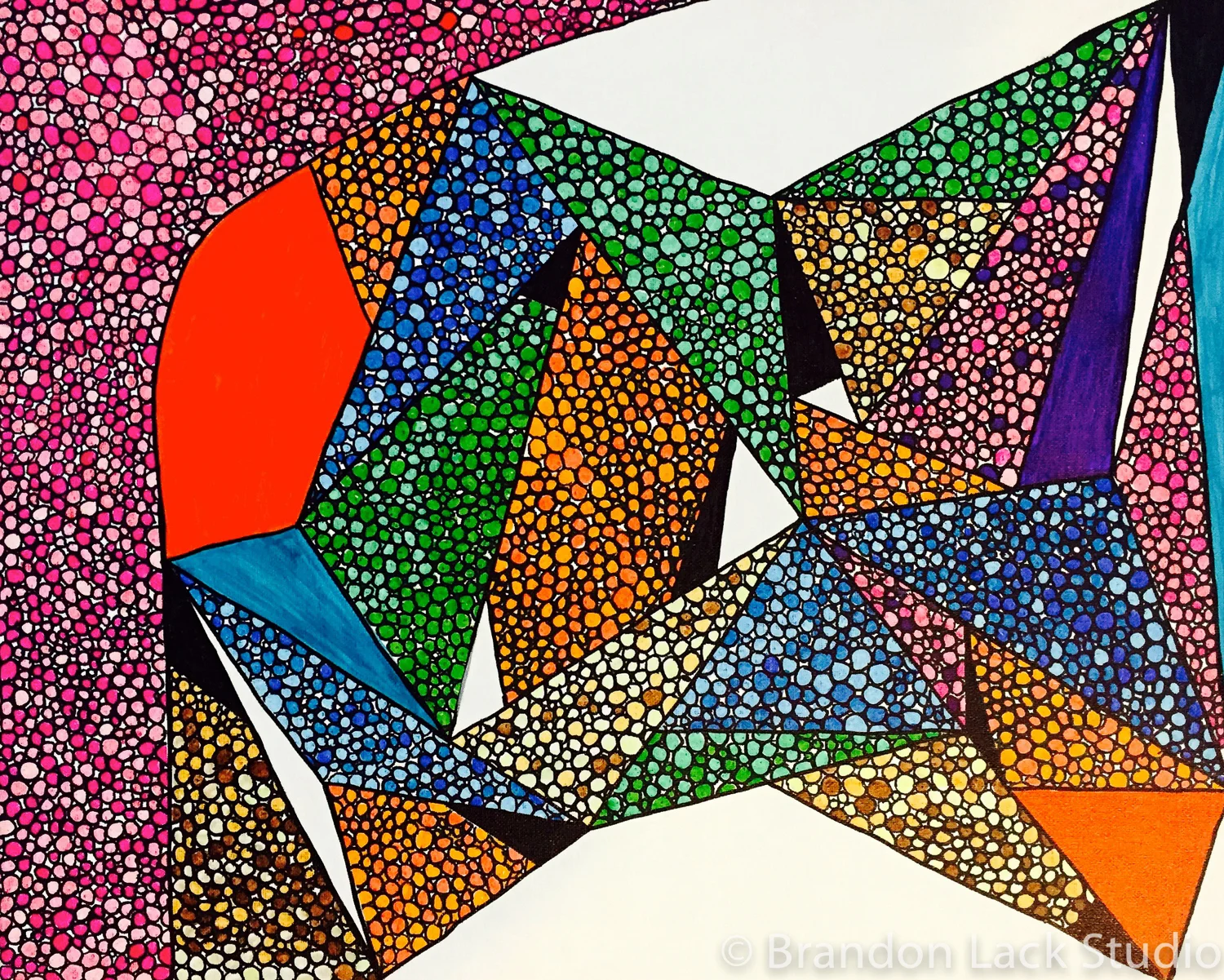 Triangle Bridge, 2015. Paint markers on canvas. 16 x 20 inches. Unframed.