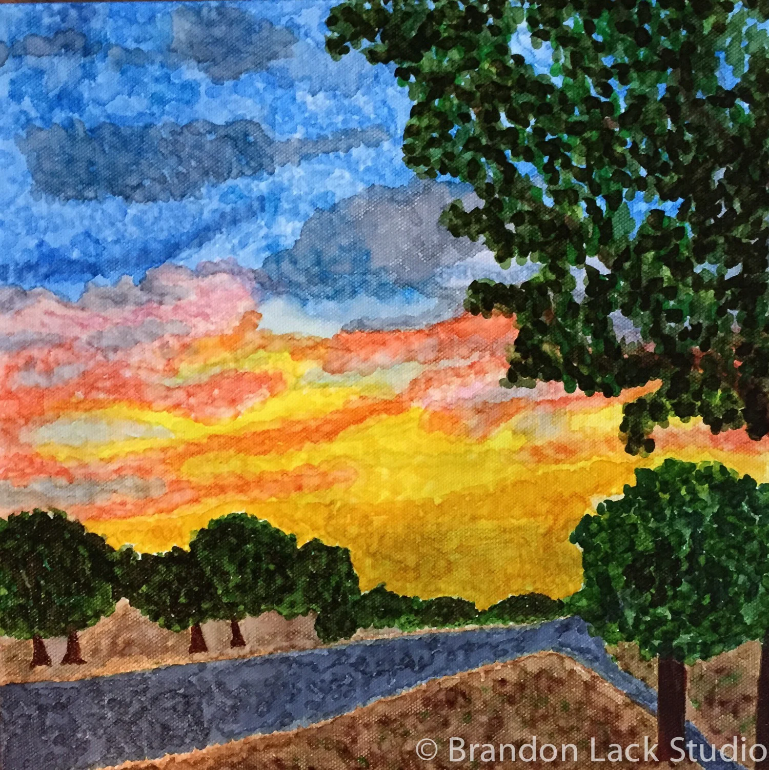 Pink in the Morning is a Sailors Warning, August 2015. Paint markers on thick canvas. 12 x 12 inches. Unframed.