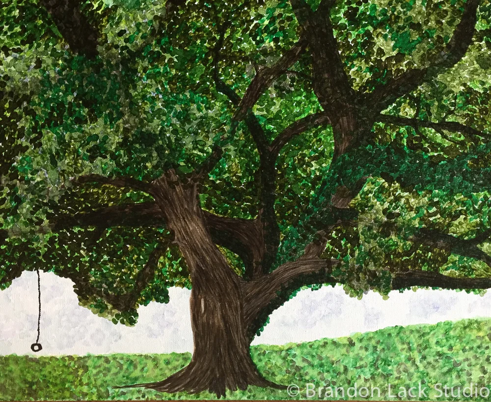 Genemarie's Tire Swing, December 2015. Paint markers on thick canvas. 16 x 20 inches. Unframed.
