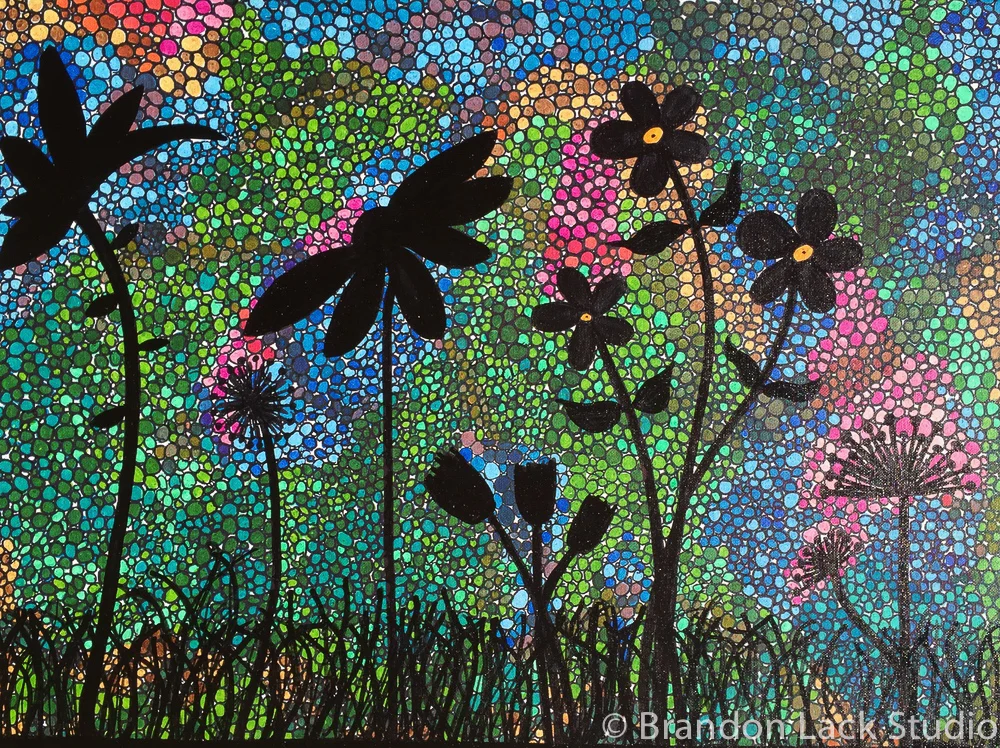 Flowers in a Field, January 2015. Mixed media on canvas. 20 x 24 inches. Unframed.