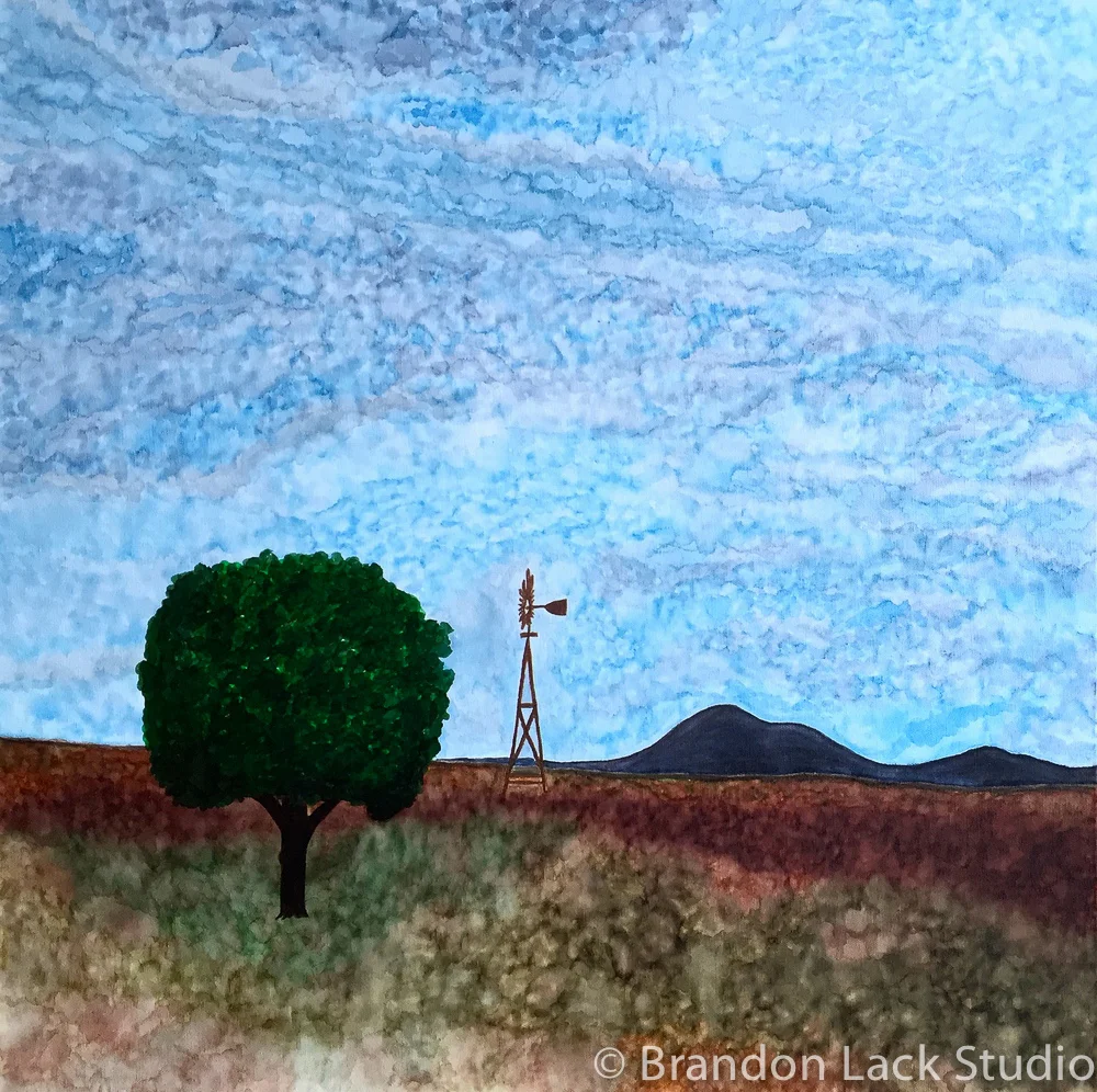 Ranch Tree, March 2016. Paint markers on thick canvas. 24 x 24 inches. Unframed.