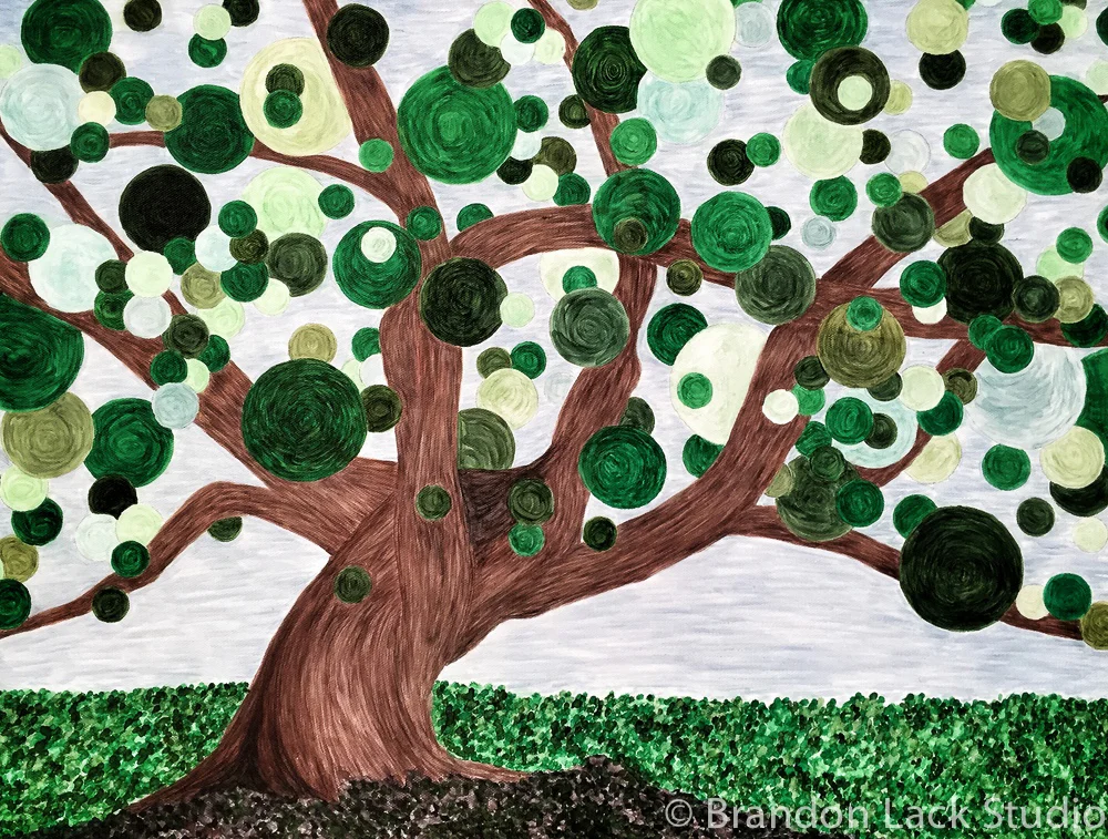 Circle Tree, June 2016. Paint markers on canvas. 18 x 24 inches. Unframed