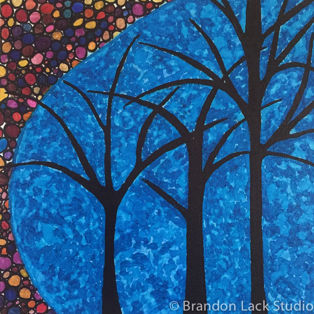 Bare Trees, November 2015. Paint markers on thick canvas. 12 x 12 inches. Unframed.