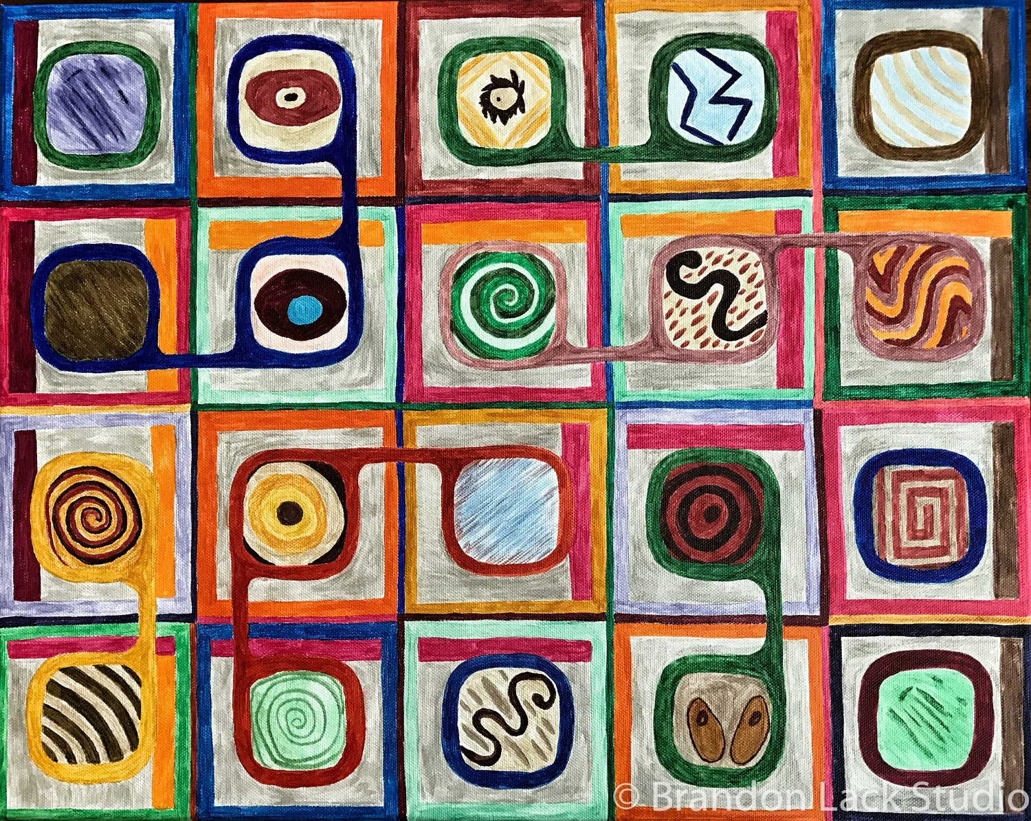 Connect, October 2016. Paint pens on canvas. 16 x 20 inches. Unframed.