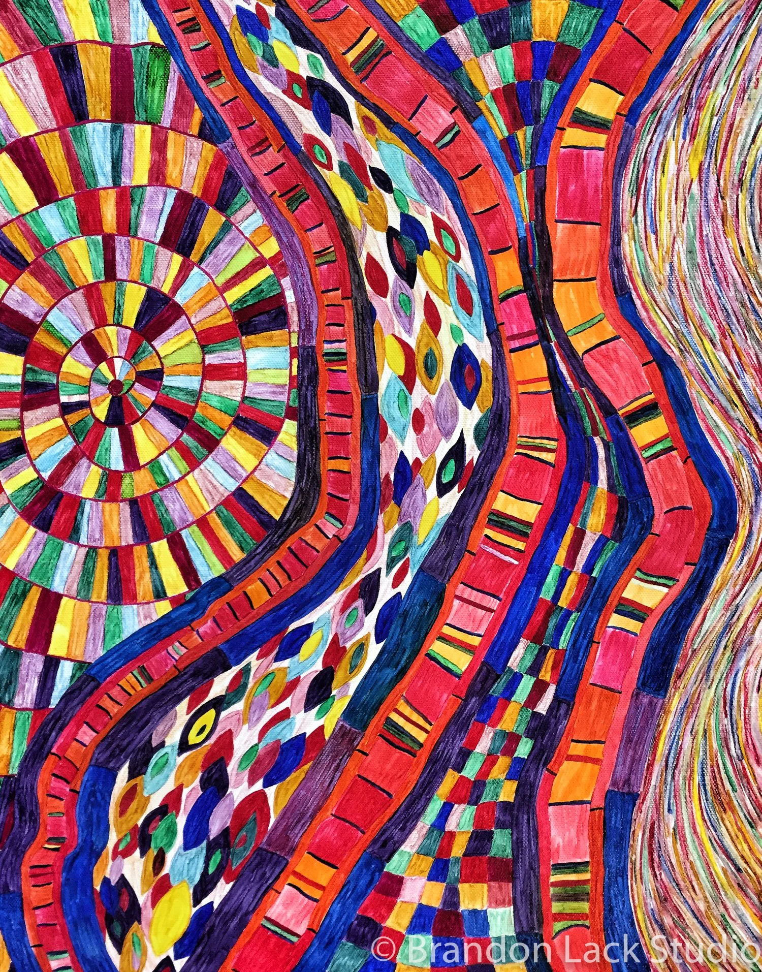 21, July 2017. Paint pens on canvas. 16 x 20 inches. Unframed.