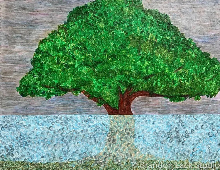 Flood, September 2017. Paint pens on canvas. 16x20 inches. Unframed.